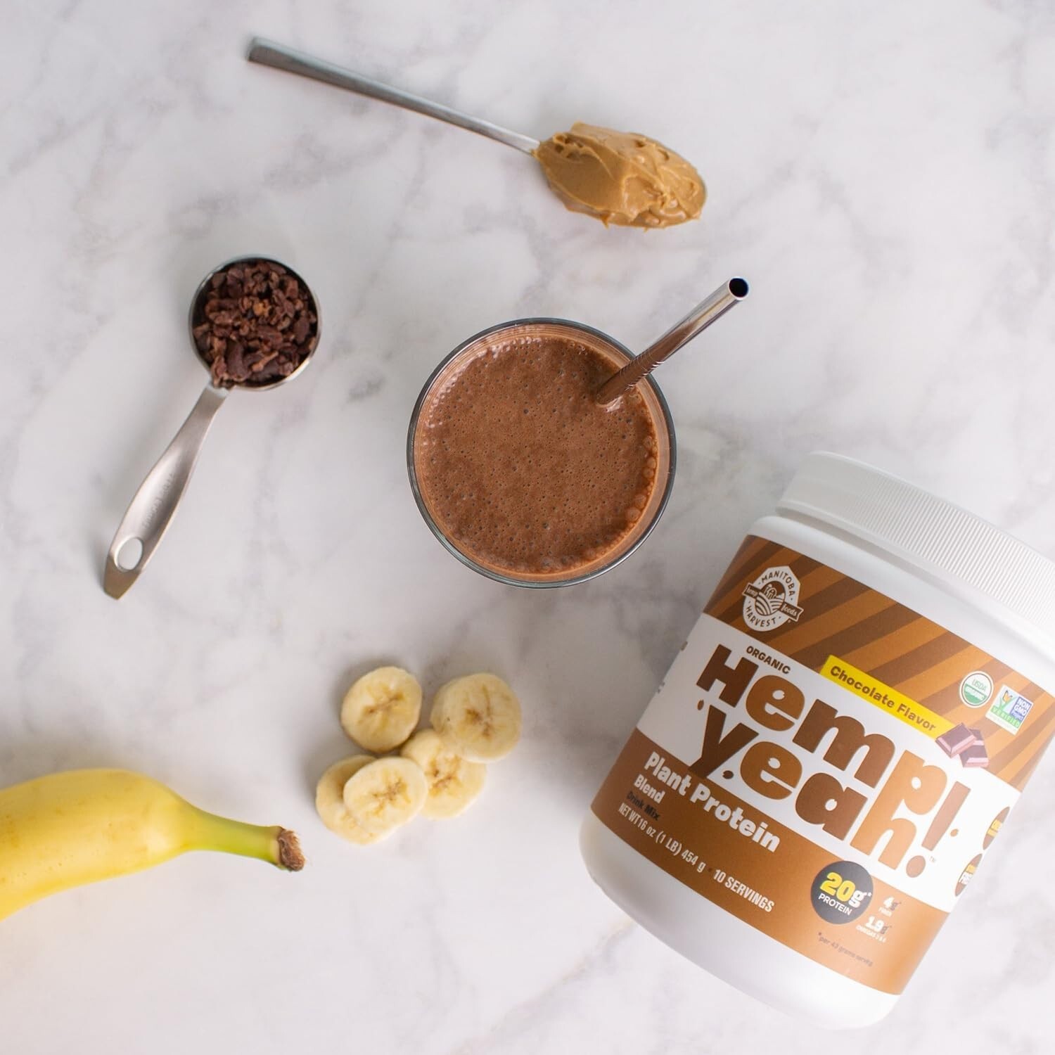 Manitoba Harvest Organic Hemp Yeah! Plant Protein Chocolate 16 oz