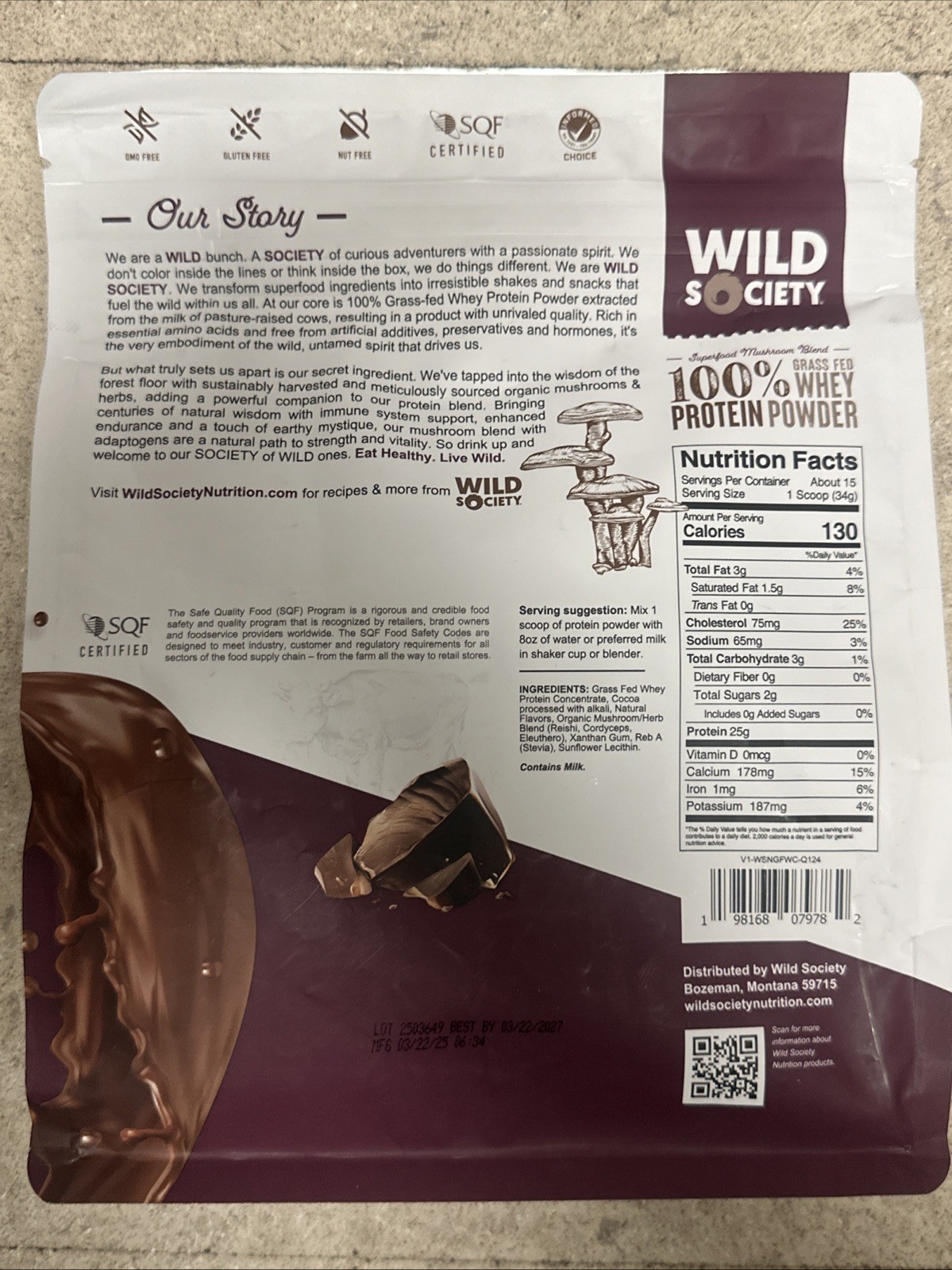 Wild Society Grass Fed Protein Dutch Chocolate 15 Sv