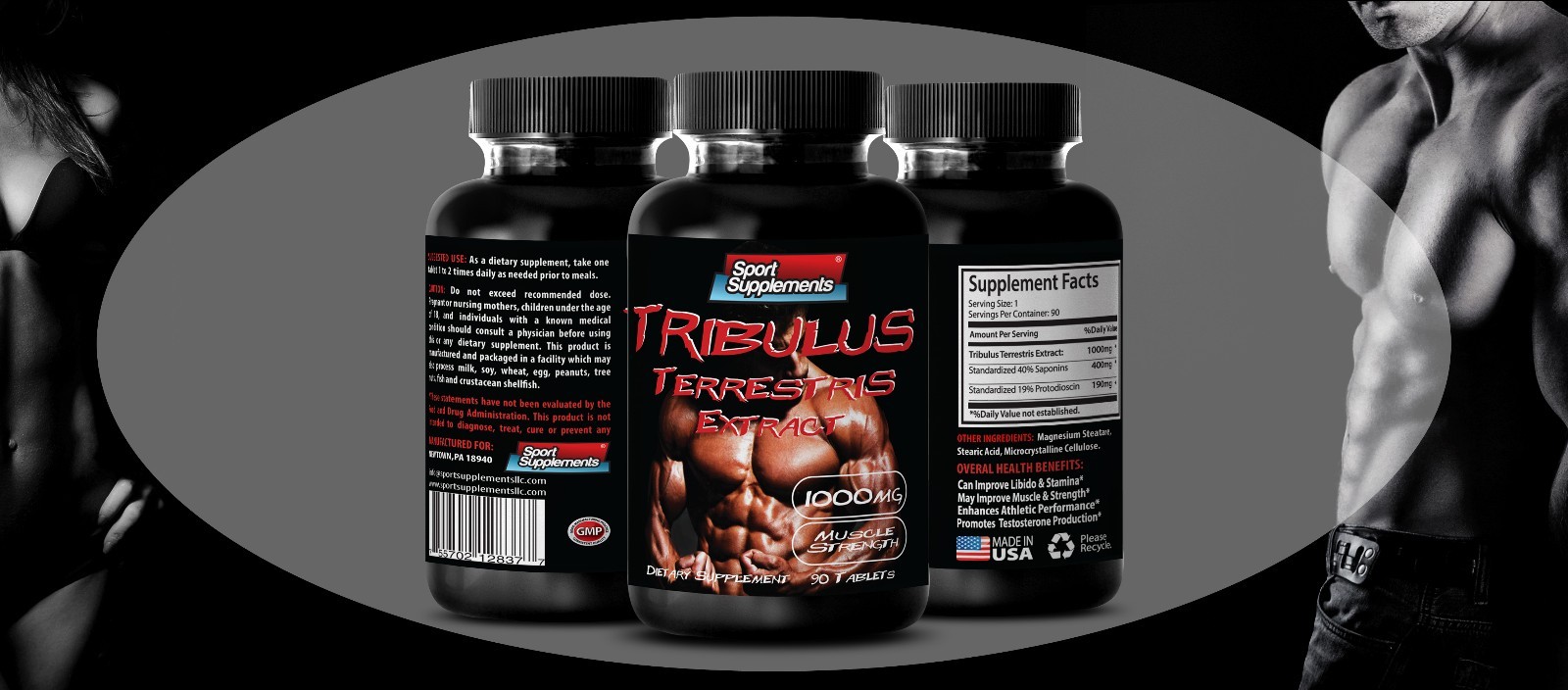 Testosterone Booster – Tribulus Terrestris 1000 Muscle Gainer 90 caps 1 Bottle