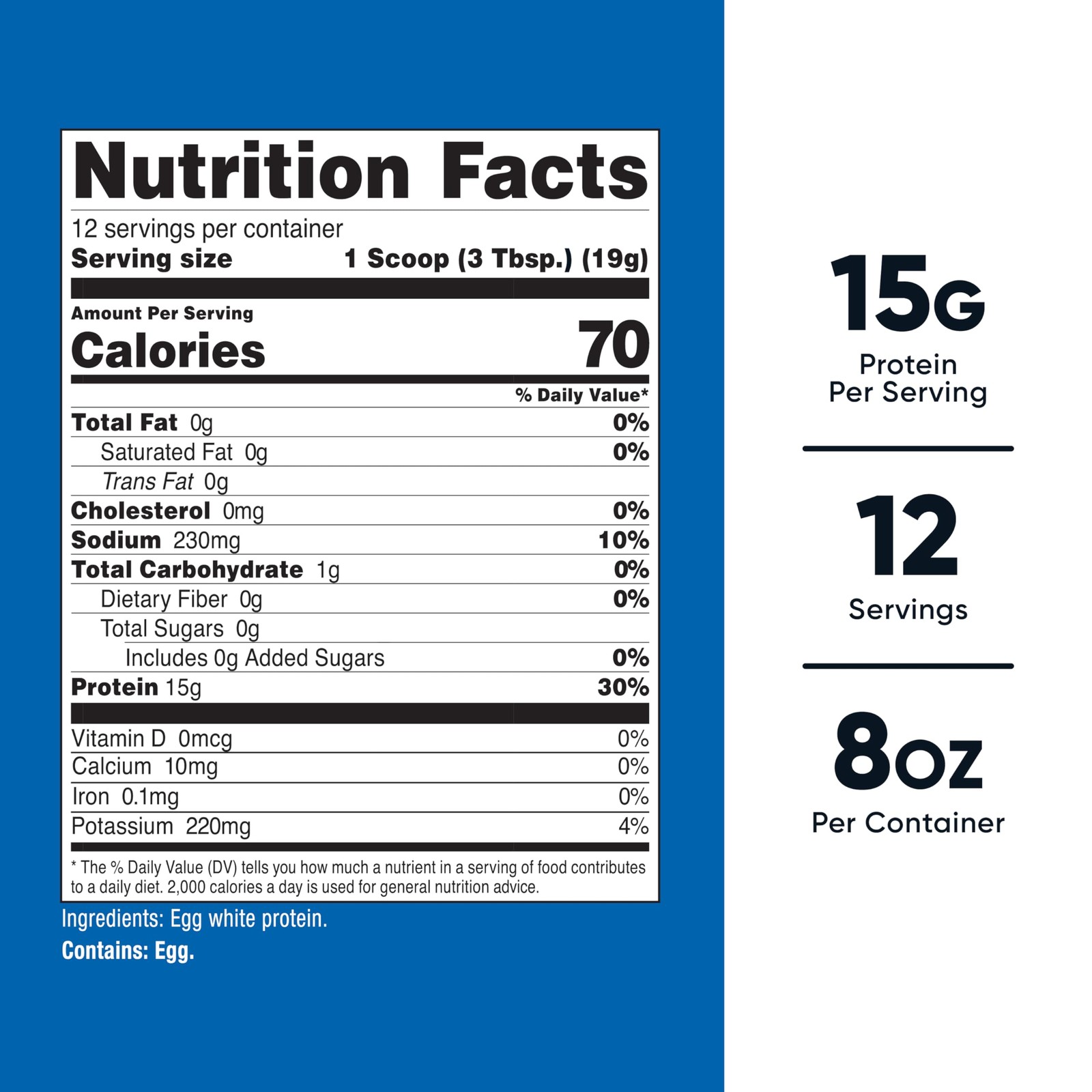 Nutricost Egg White Protein Powder 8oz (Unflavored) – 8.1 Ounce (Pack of 1)