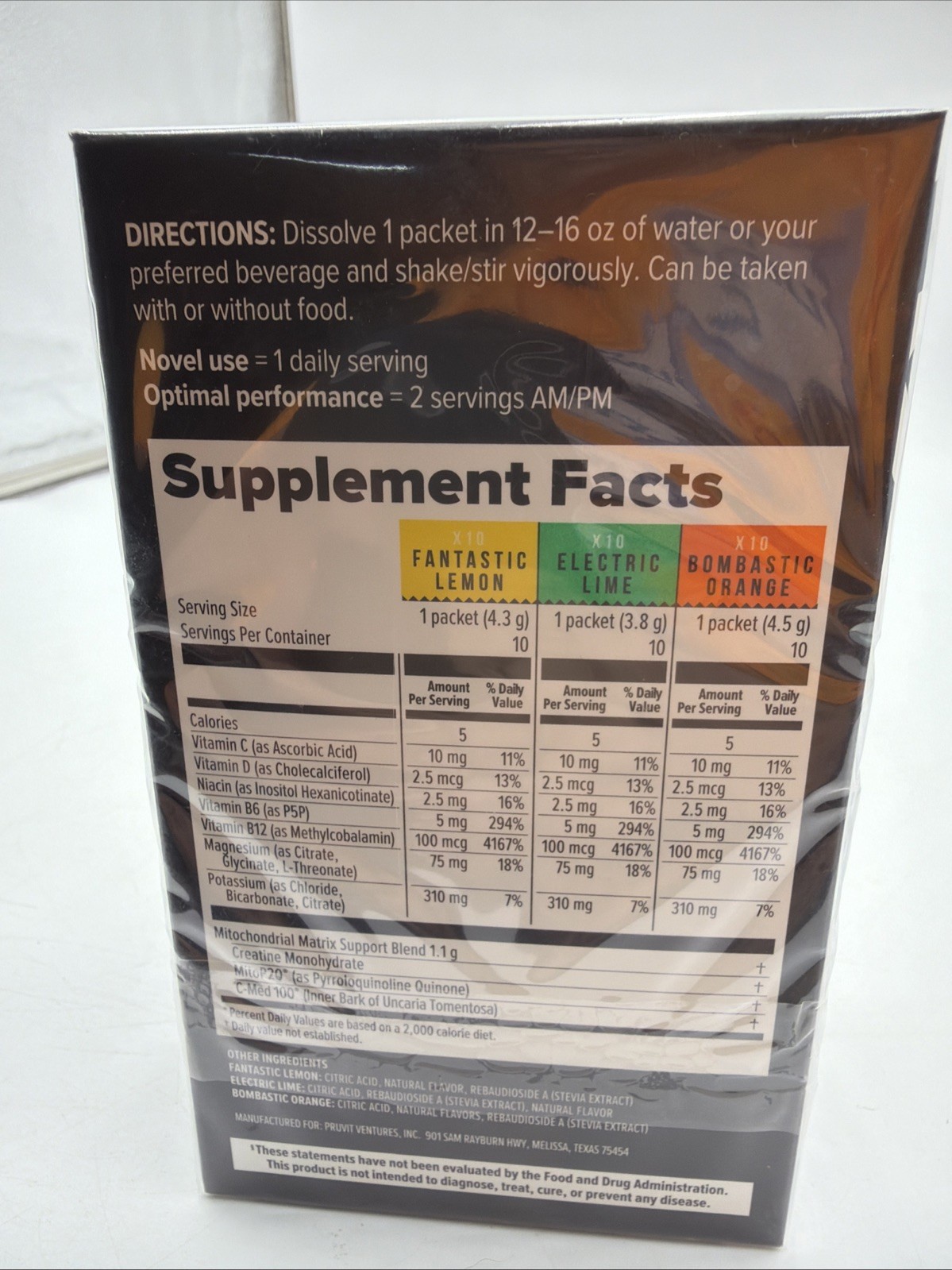 Pruvit Flavored Mito Plex Dietary Supplement Lemon Lime Orange 30 Pack 05/22 Exp