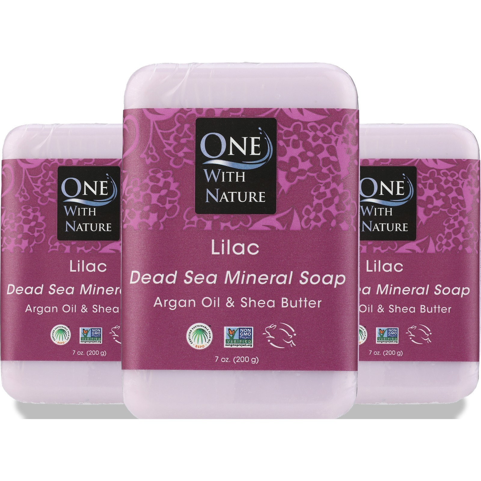 One With Nature Lilac Dead Sea Mineral Soap Bar 7 Oz 3 Pack