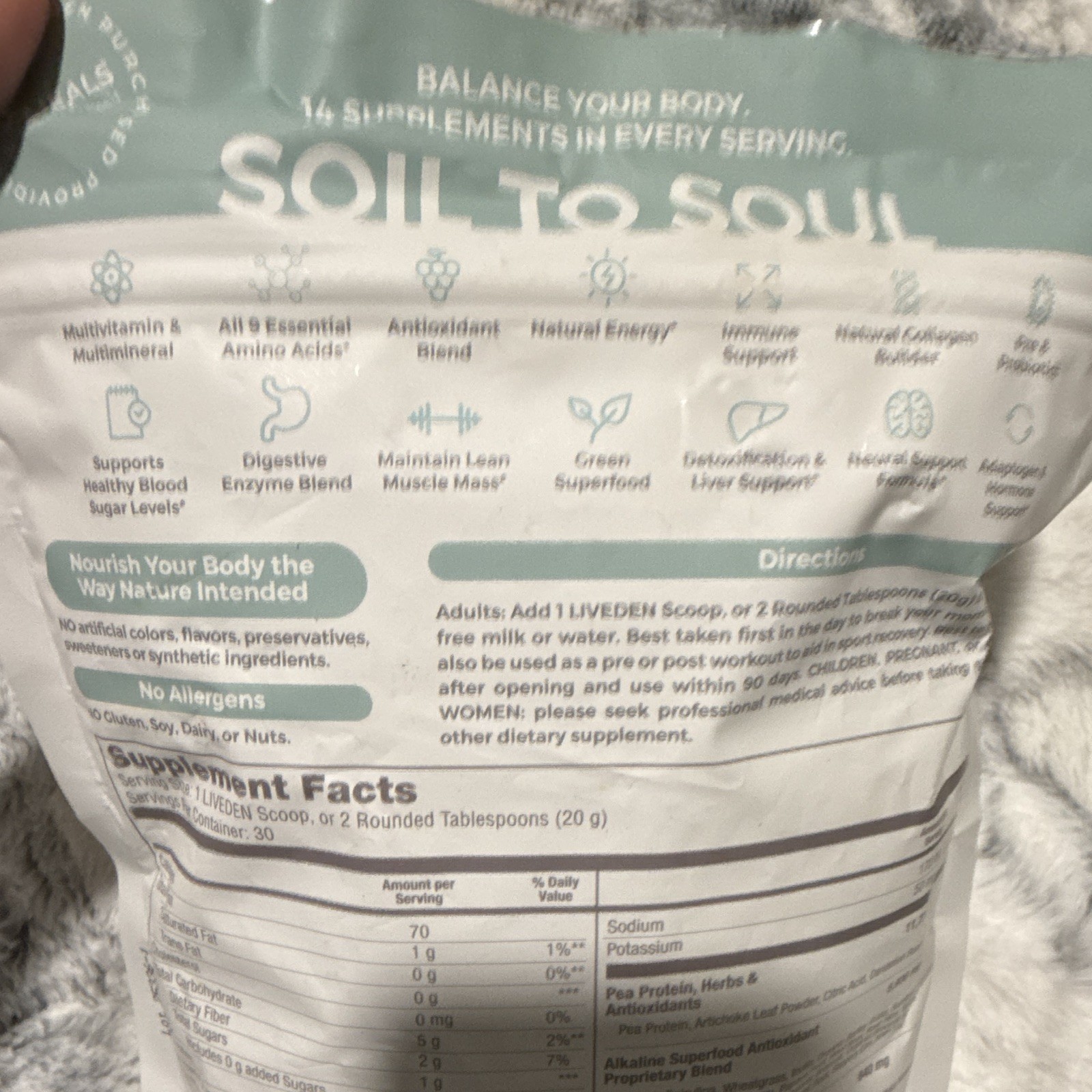 Soil to Soul Microbiome Balance Plant-Based Powder Digestive Support 21oz 30
