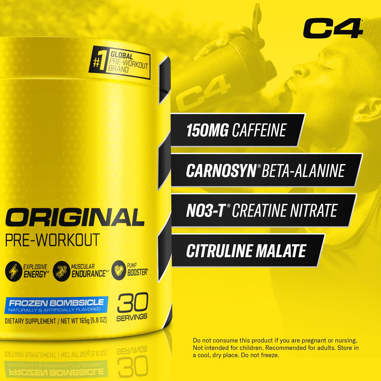 C4 Original Pre-Workout Powder For 5.8 Ounce (Pack of 1), Frozen Bombsicle