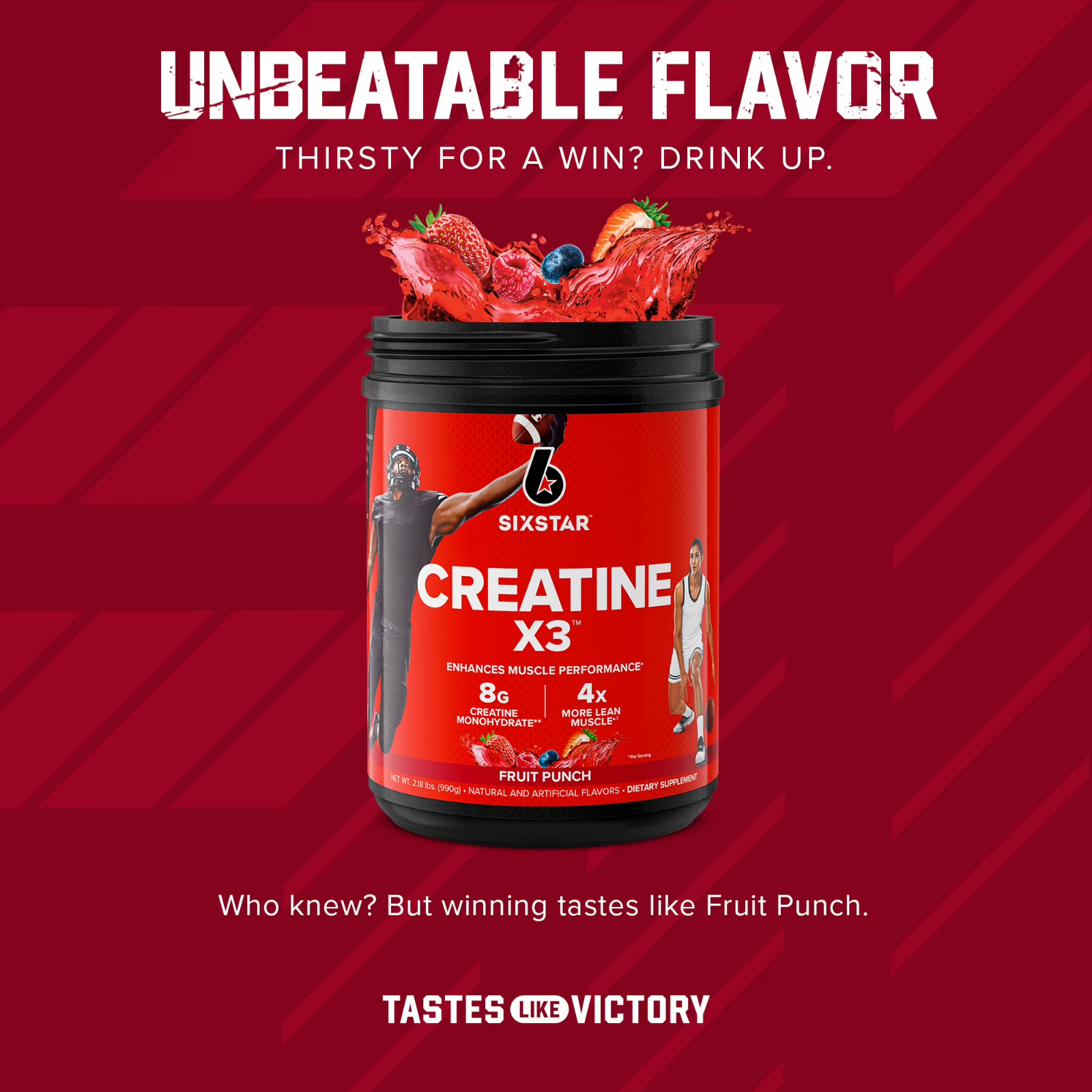 Six Star Pro Nutrition Creatine X3 BCAA Powder Fruit Punch 2.18 lb 30 Servings