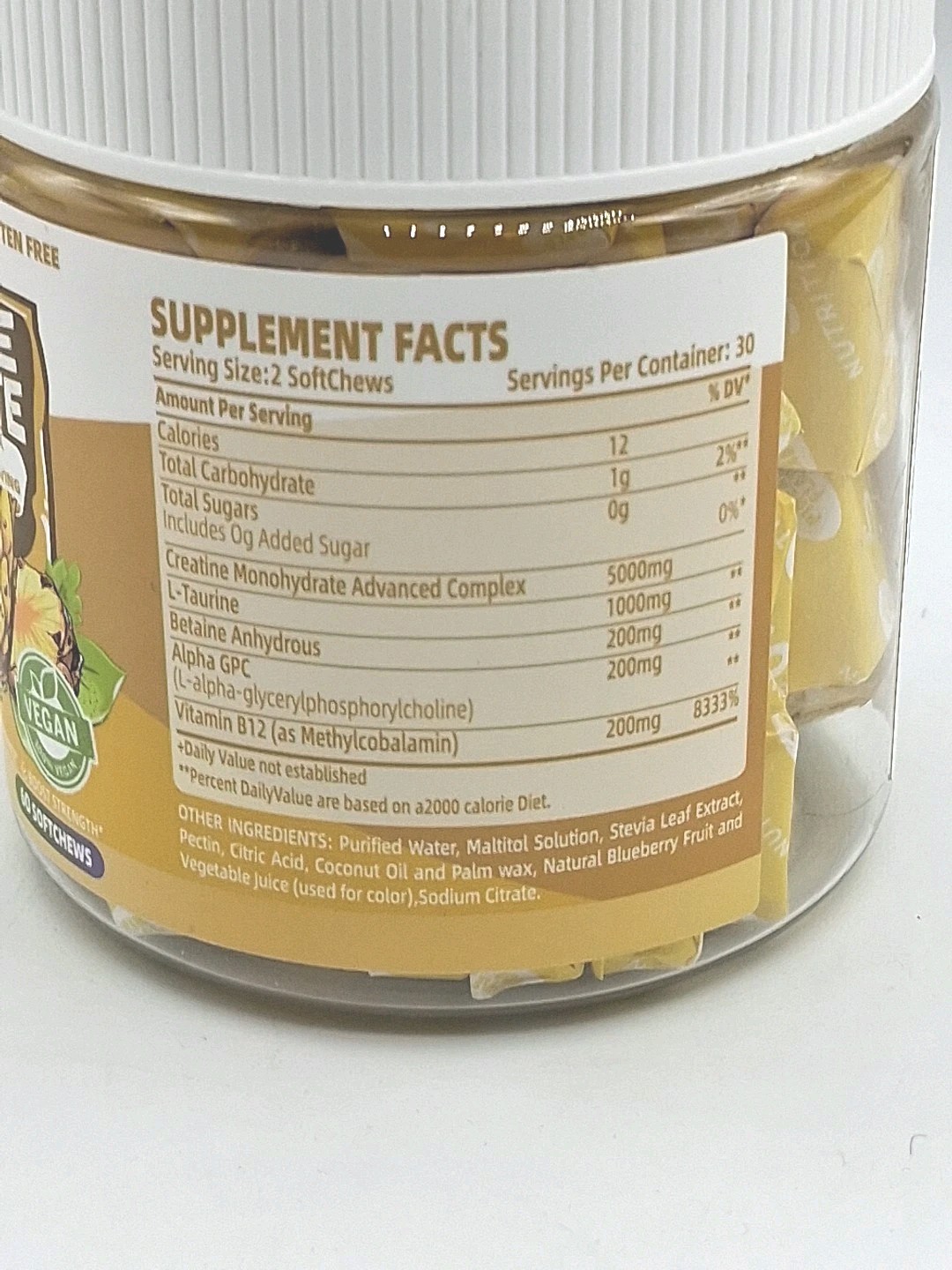 Opencore: Creatine Monohydrate Powder 6400mg Pineapple Flavor Sugar Gluten Free