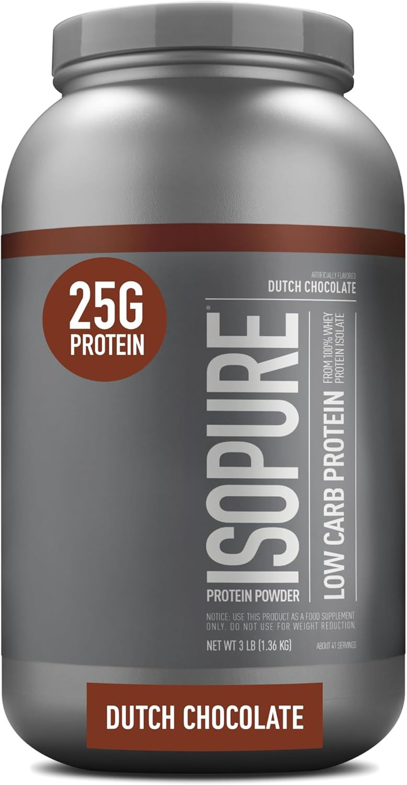 Low Carb Whey Isolate Protein Powder, 25g Protein per Serving, Dutch Chocolate,
