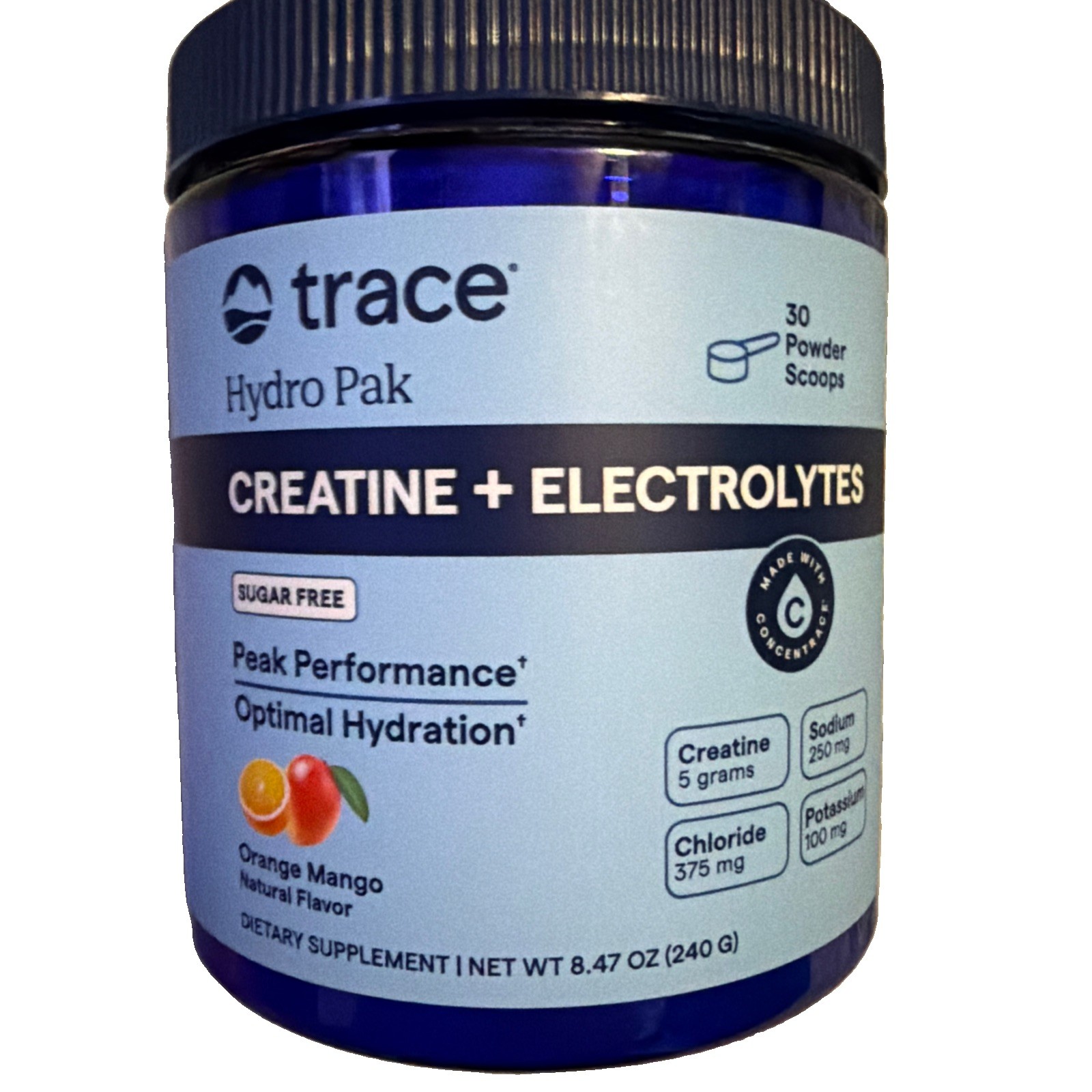 Trace Minerals Creatine + Electrolytes Powder, Hydro Pak, Orange Mango, 30 Srvg
