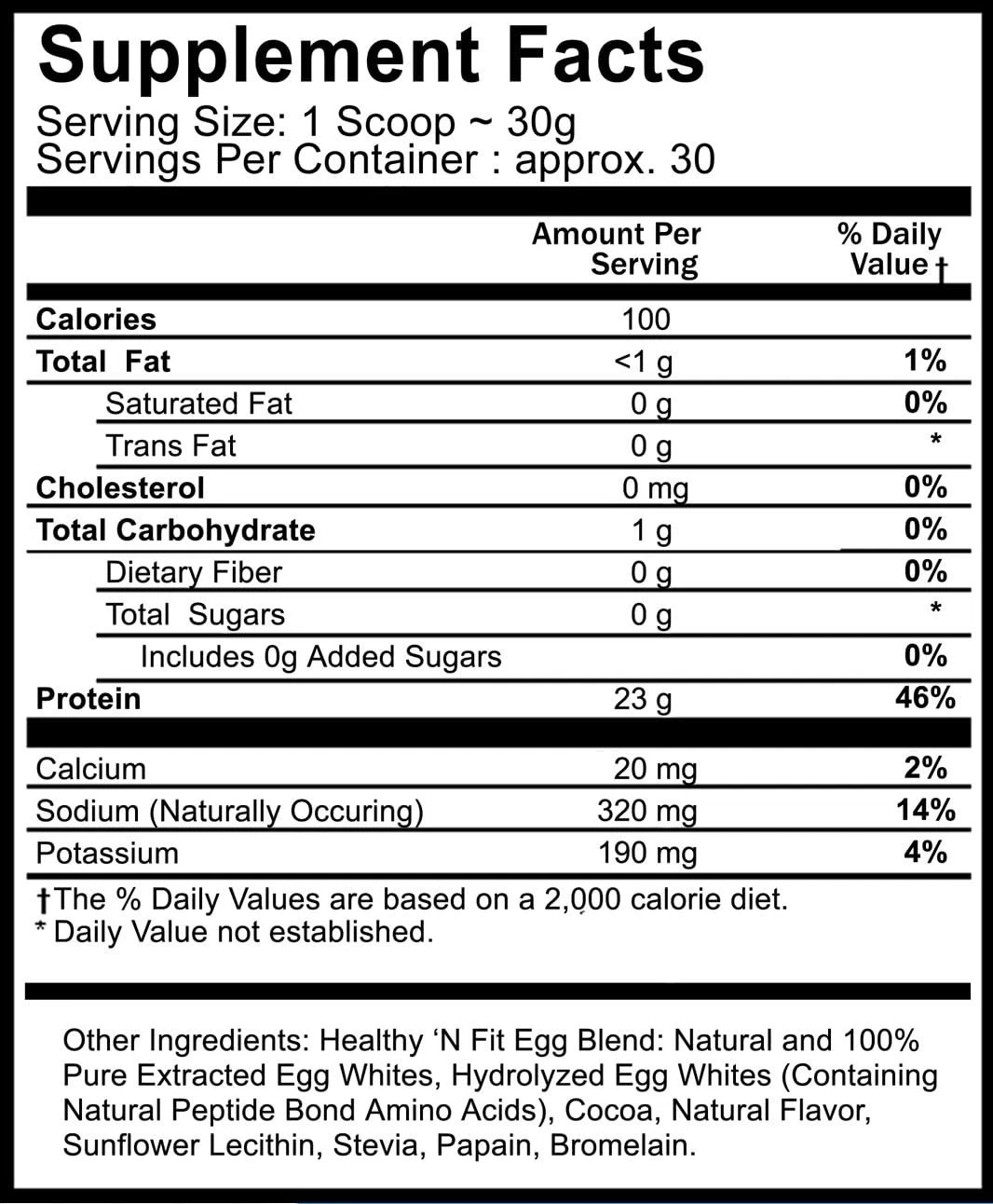 Healthy ‘N Fit 100% Egg Protein -Chocolate 2lb Lactose Free Sugar Free Natura…
