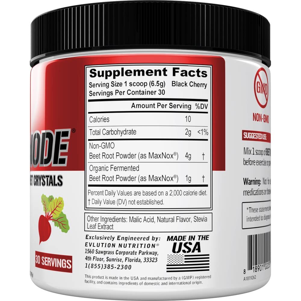 Evlution Nutrition BeetMode Nitric Oxide Powder Black Cherry 30 Servings Vegan