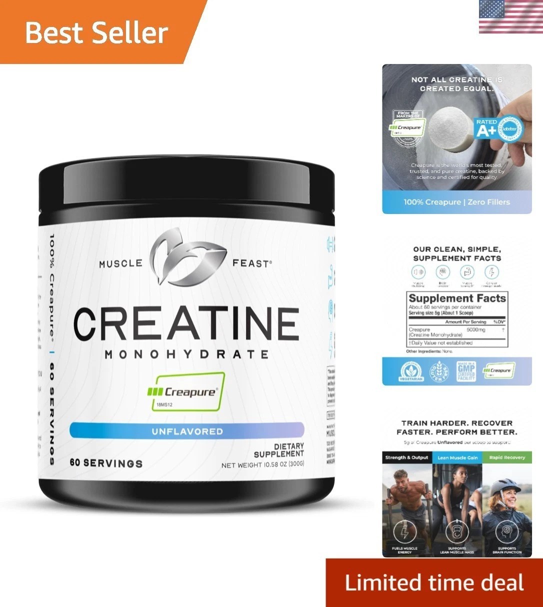 Unflavored Creatine Monohydrate 300g – Trusted Supplement for Muscle Endurance