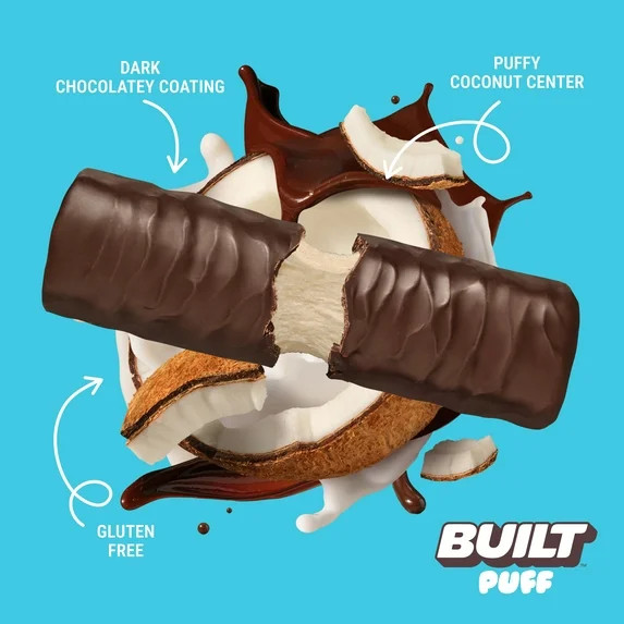BUILT Puff Protein Bar, Peanut Butter Cup, 15g Protein, Collagen, 150 Calories