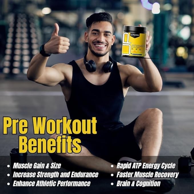 UP Mid Stimulant Pre Workout Powder, Energy Focus Pumps, Loaded with Caffeine Be