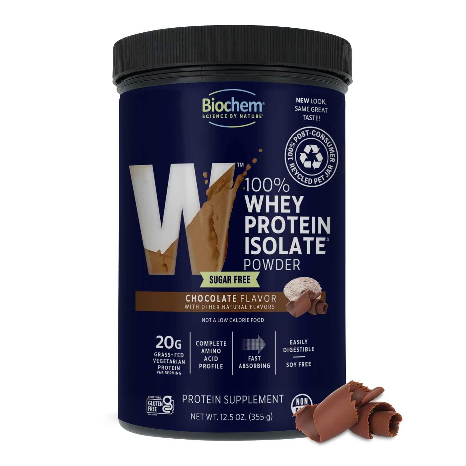 Biochem 100% Whey SugarFree Chocolate 20g, 12.5oz, Certified Vegetarian, Glut…