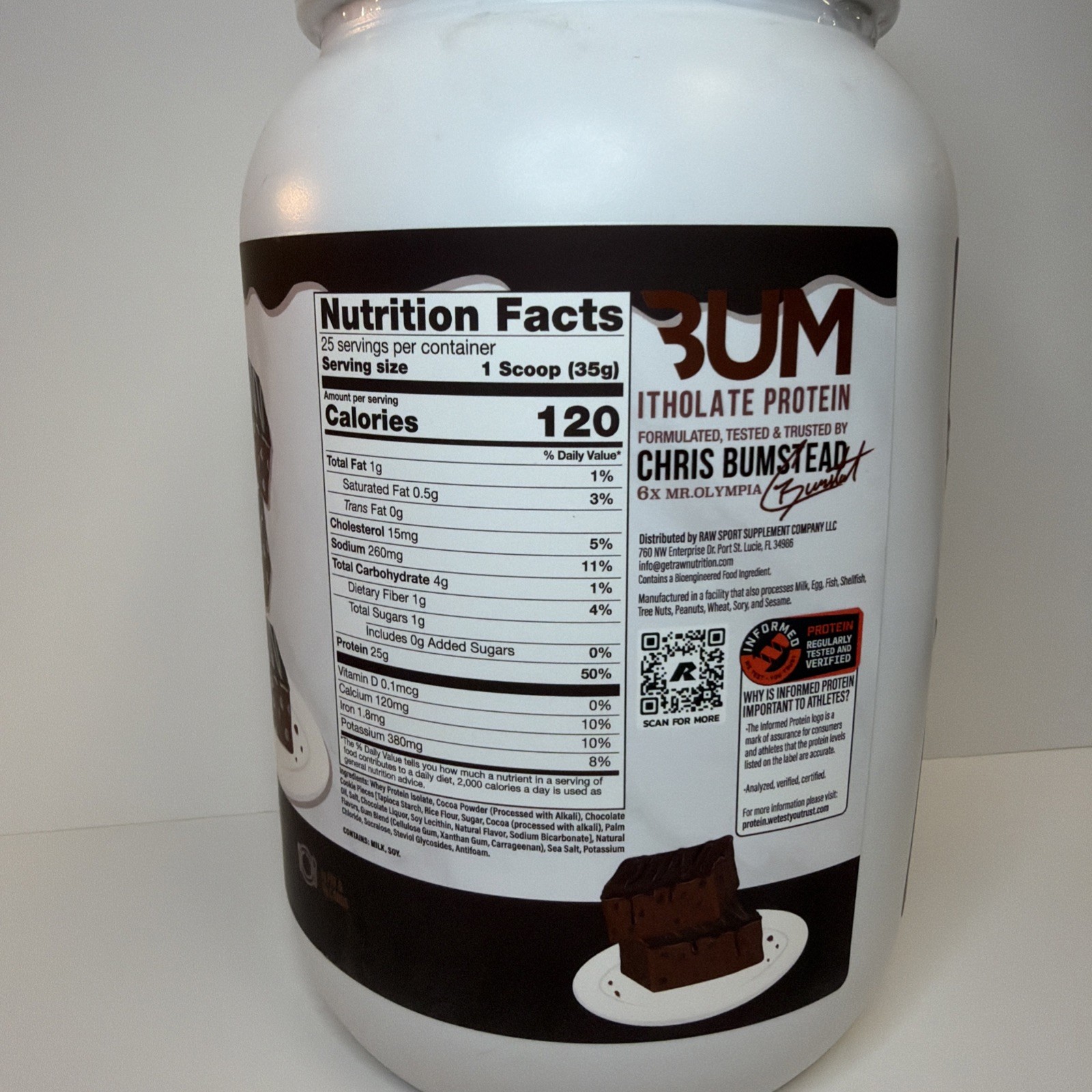 Raw Nutrition BUM Itholate Protein – Fudge Brownie – New – 25 Servings