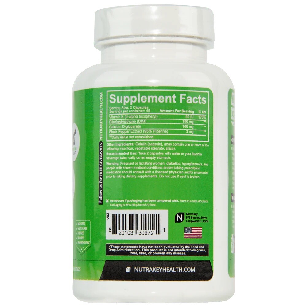 FREE SHIPPING! NutraKey DIM 90 Capsules BLOCKS ESTROGEN For Bodybuilding Fitness