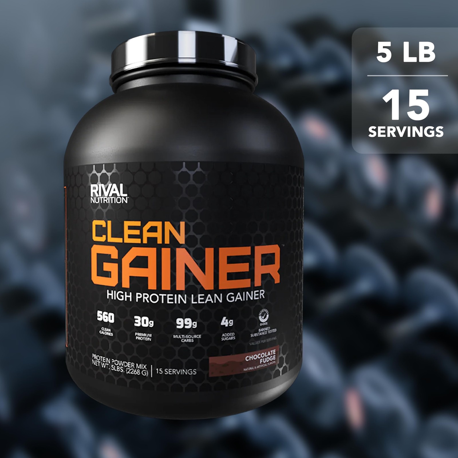 Rivalus Clean Gainer – Chocolate Fudge, 5lbs