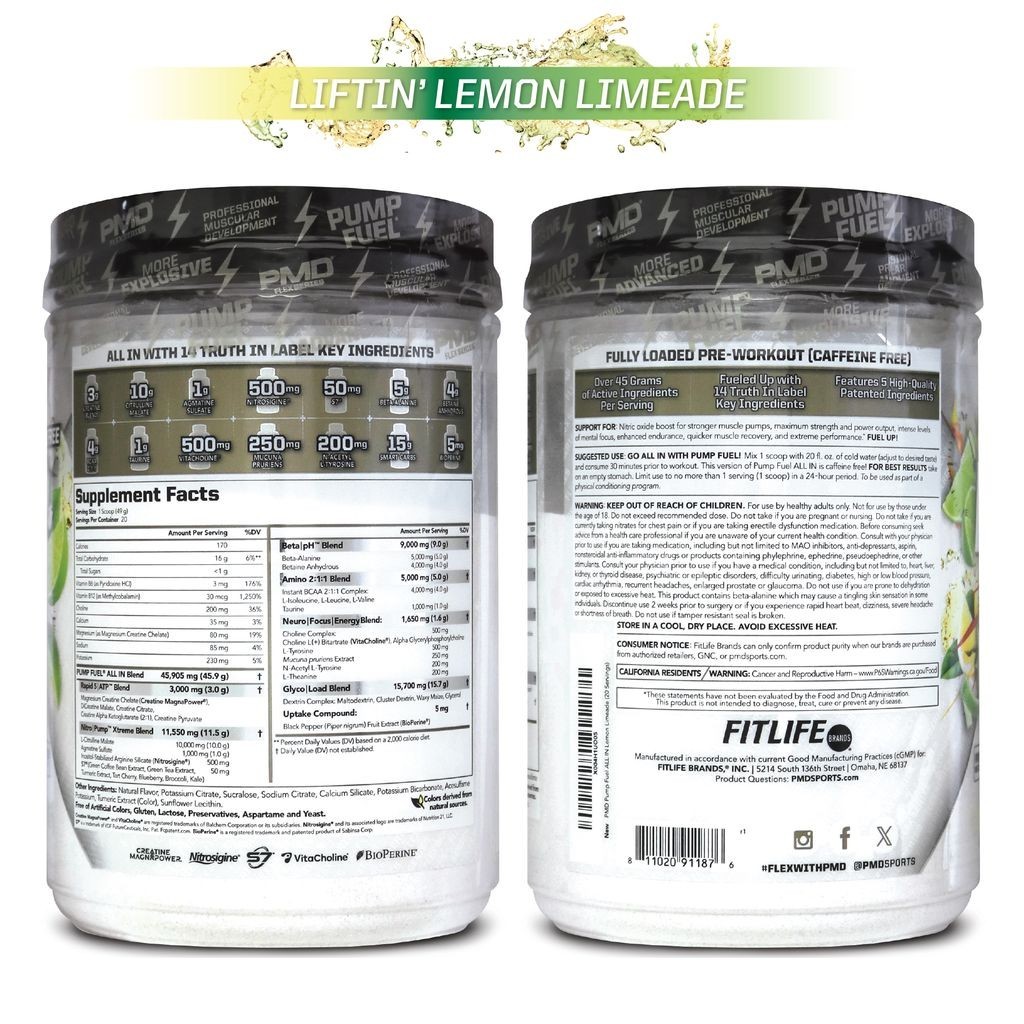 PMD Sports Ultra Pump Fuel All-In Caffeine Free – Pre Workout Powder