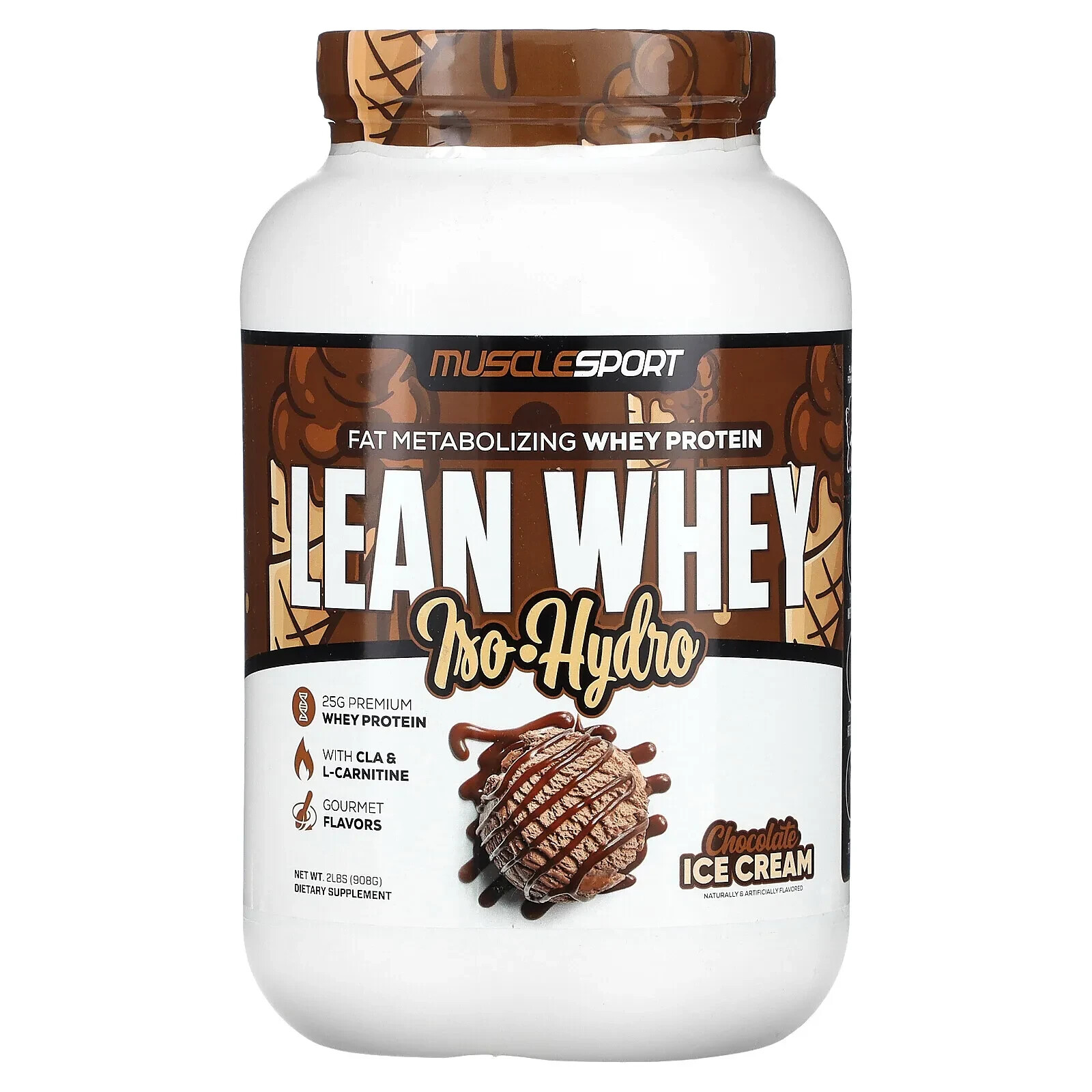 Lean Whey, Iso-Hydro, Chocolate Ice Cream, 2 lbs (908 g)