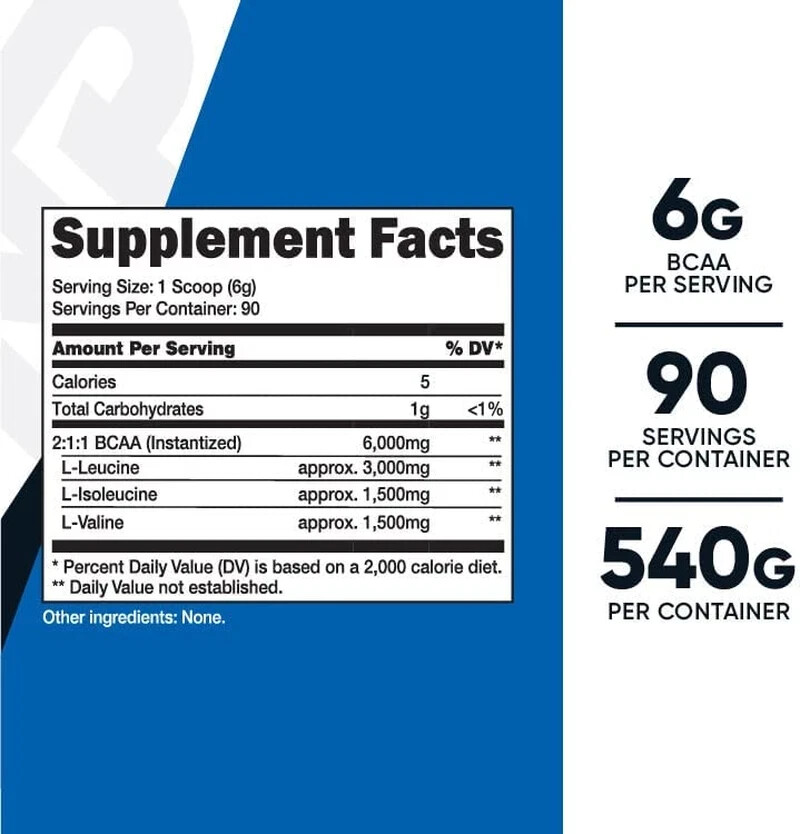 Nutricost BCAA Powder 2:1:1, No Flavor Added, Branched Chain Amino Acids, 19 Oz