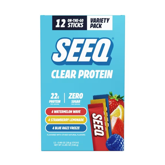 Seeq Protein Powder Variety Pack, 12 On-The-Go Single Serve Packs