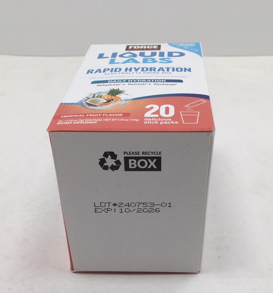 2X FORCE FACTOR RAPID HYDRATION TROPICAL FRUIT ELECTROLYTE PACKETS EXP 10/26