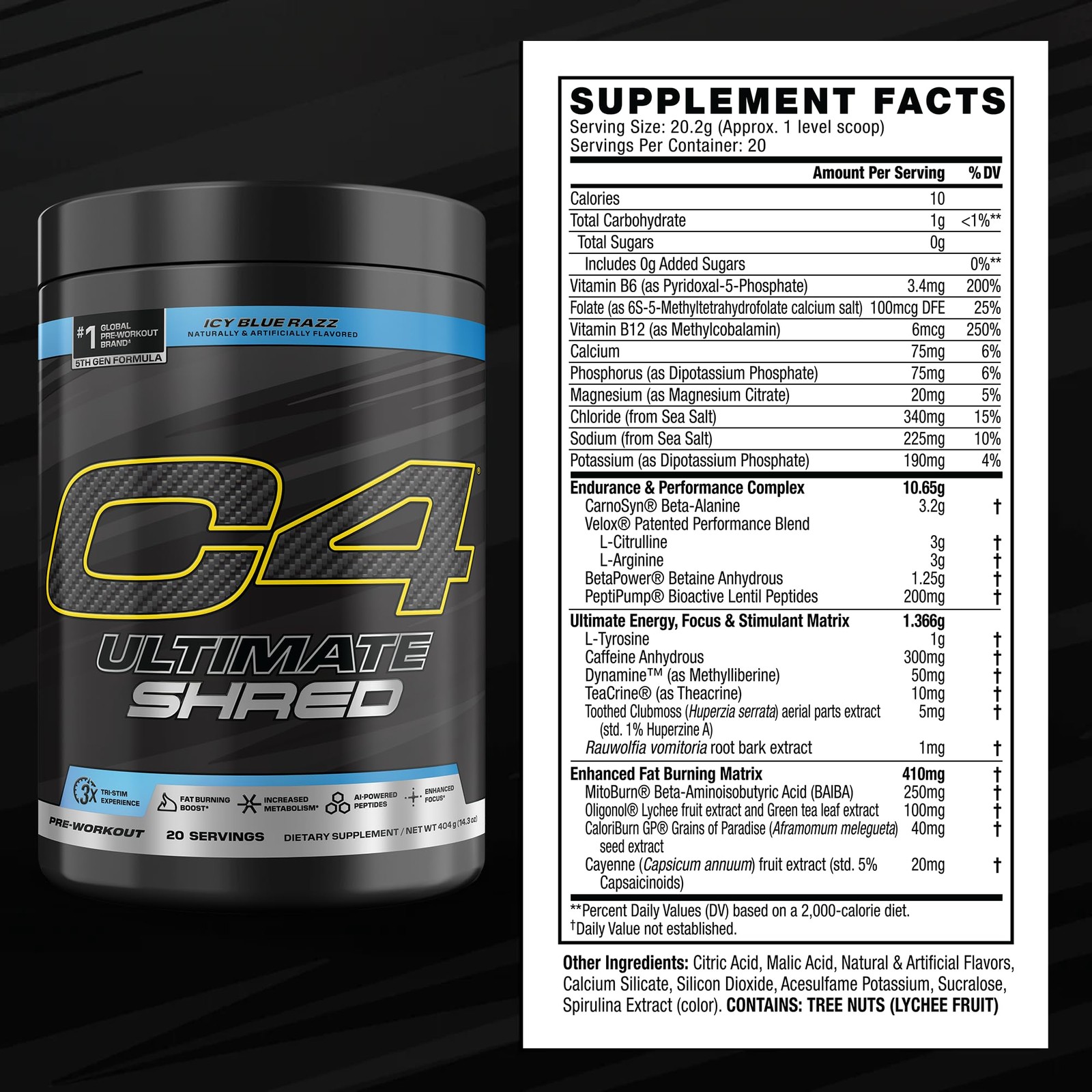 Cellucor C4 Ultimate Shred Pre Workout Powder, Fat Burner for Men & Women, We…