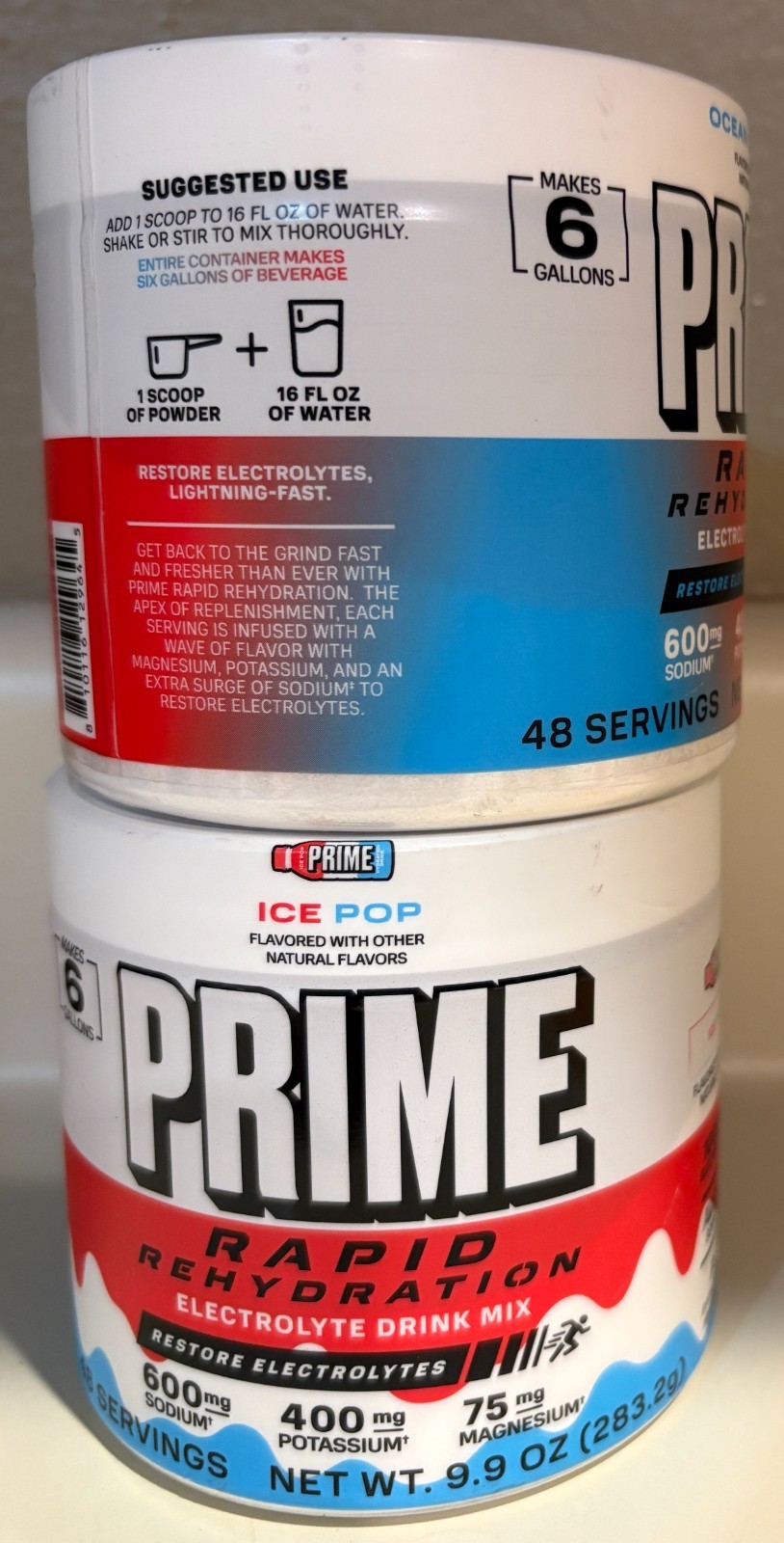 2 x Prime Rapid Rehydration Electrolyte Powder 2 FLAVORS 9.9oz Exp 2/28 & 3/28