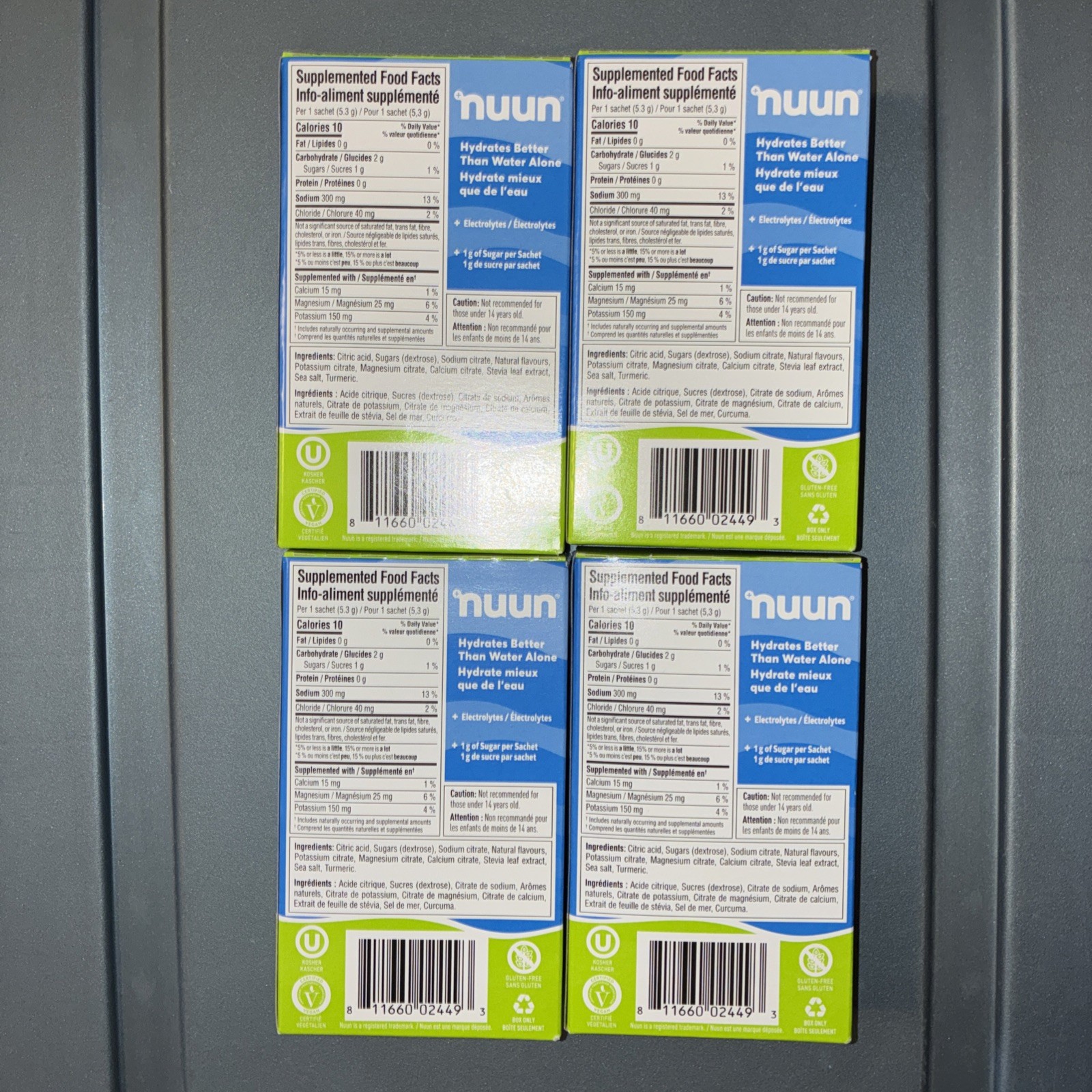NUUN SPORT HYDRATION ELECTROLYTE DRINK MIX LEMON LIME (4) 10 PACKS ( 40 TOTAL )