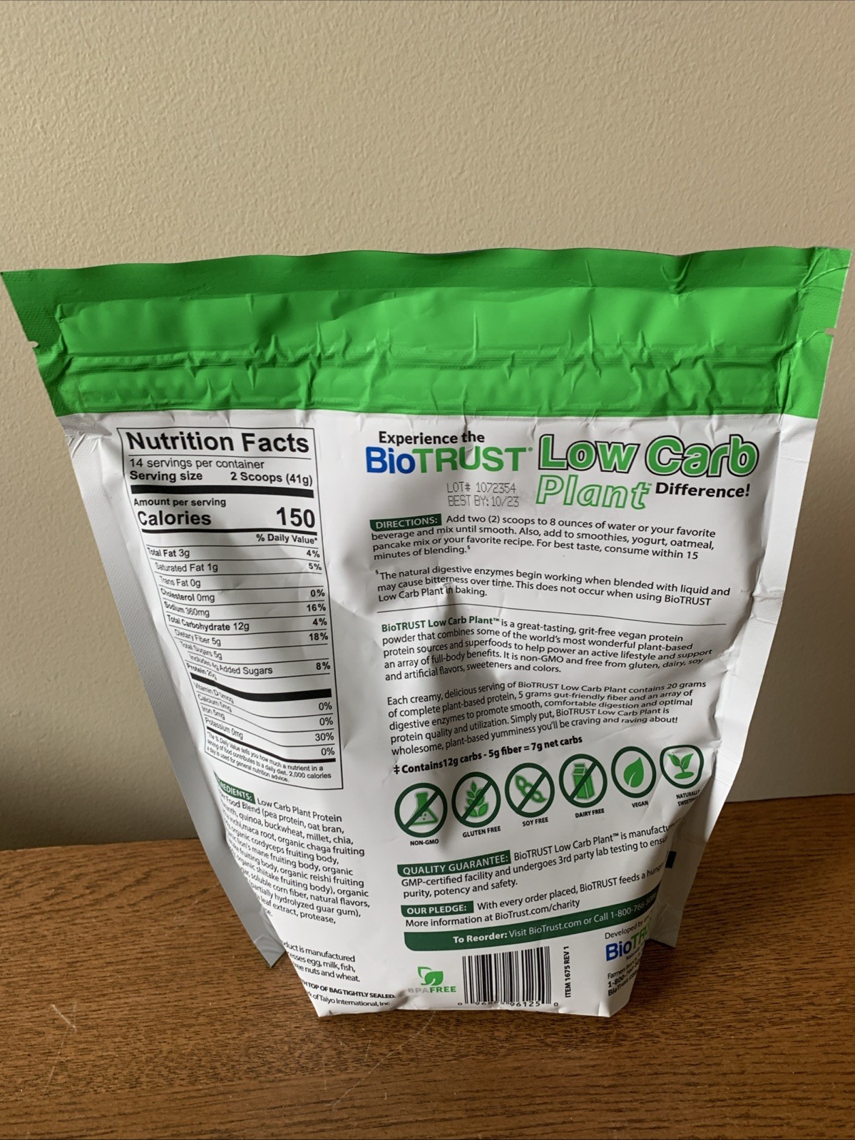 BioTRUST Low Carb Plant Protein Superfoods Vanilla Caramel 1.25lb Exp:10/23