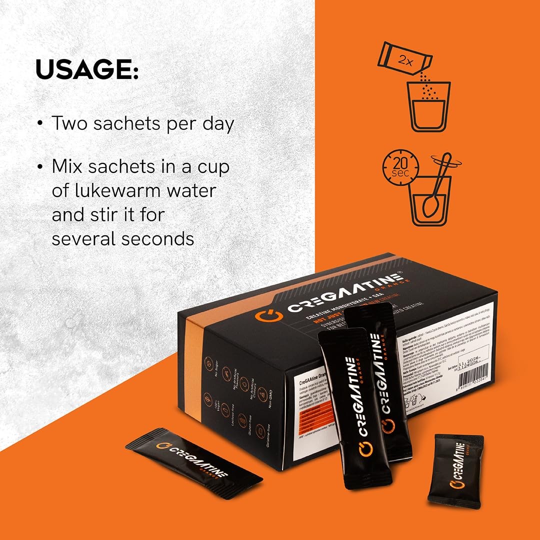 CreGAAtine Creatine Monohydrate + GAA 60 Sachets 30 Servings Strength Focus
