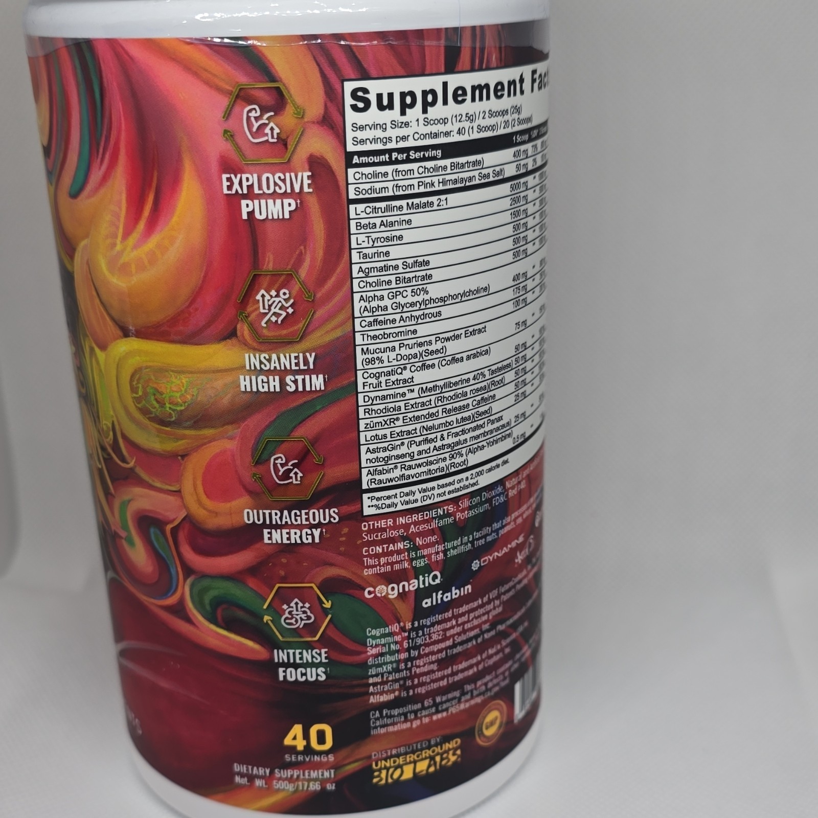 PandaSupplements Pre-Workout Powder L-Citrulline Beta Alanine Chaos Flavor