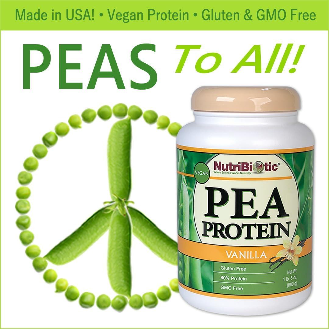 NutriBiotic Pea Protein Vanilla 21 Oz | Made in USA | BCAA-Rich and Keto