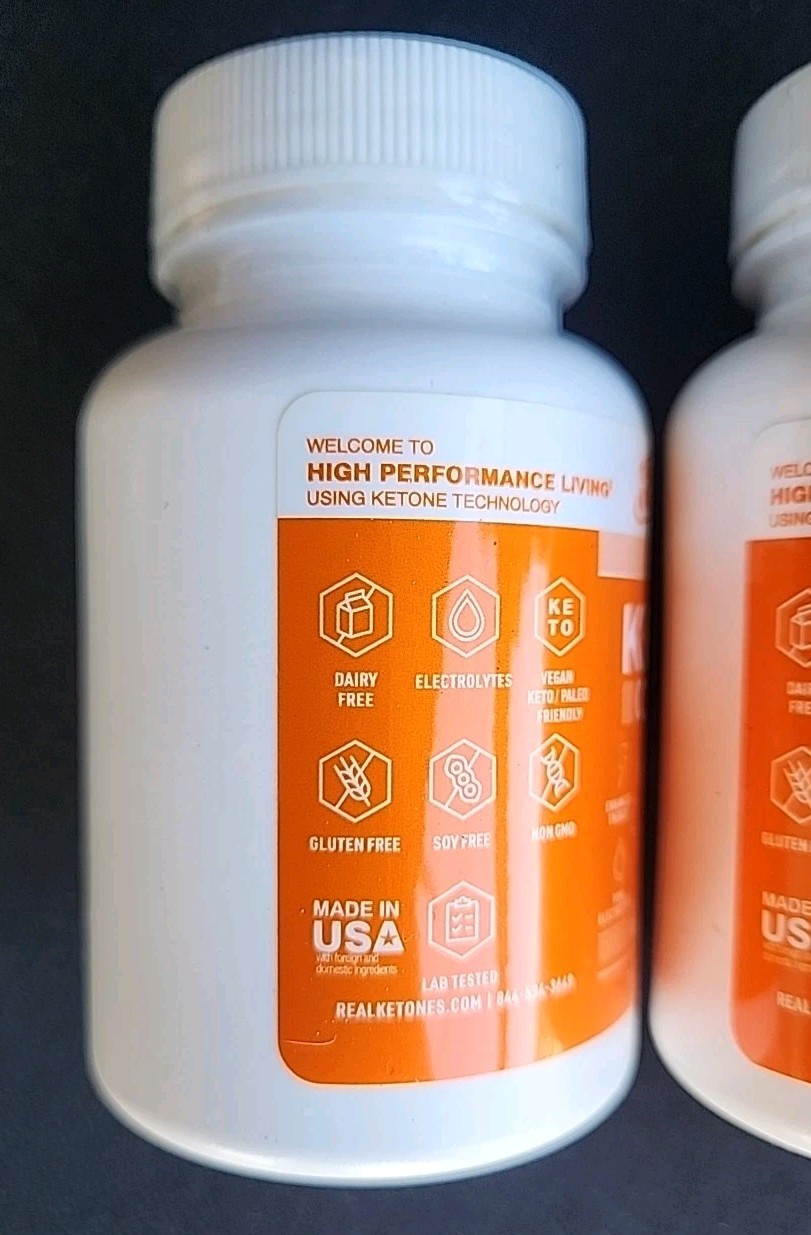 2 Boxes: Real Ketones D-BHB Capsules Charged 30 Caps ea 11/26