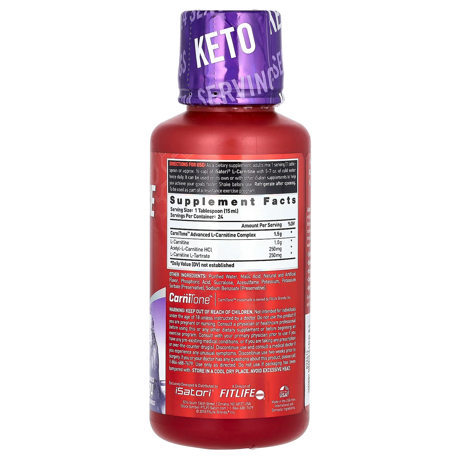 2 X Isatori, L-Carnitine, Mixed Berry, 1.5 g, 12 fl oz (360 ml)