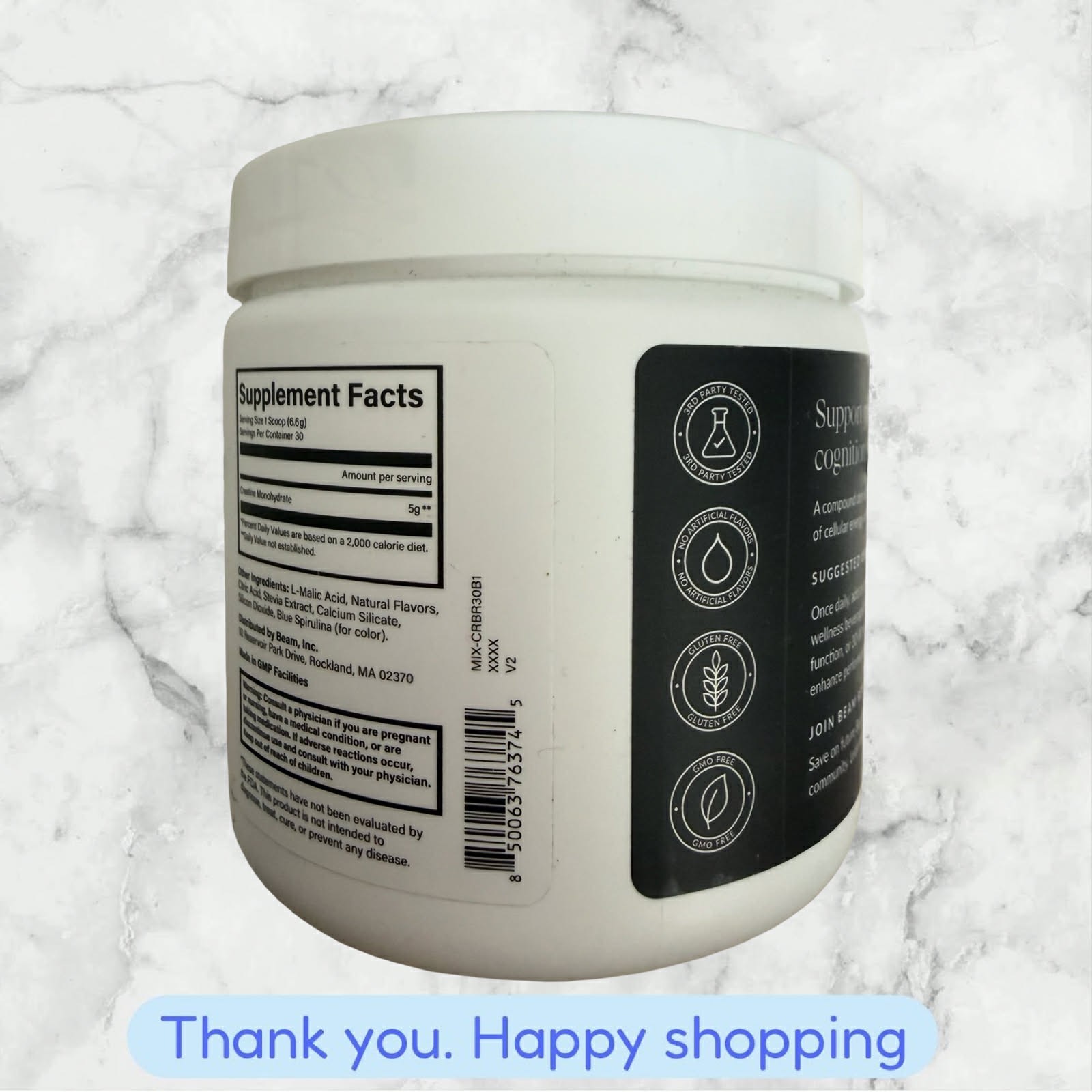 Beam Creatine Powder Micronized Creatine Monohydrate Supply 6.98 oz NEW SHIP
