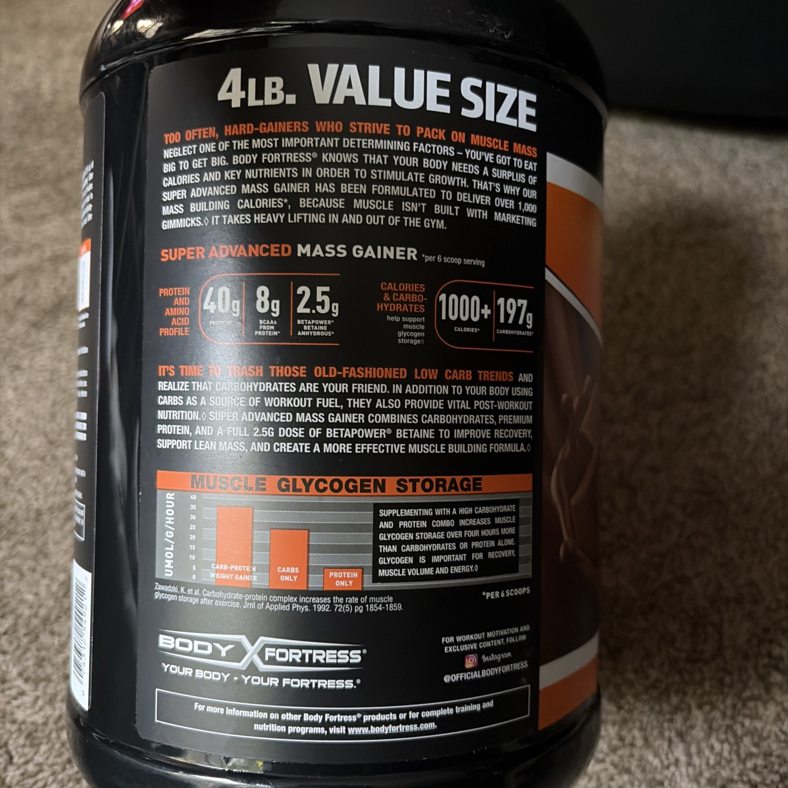 Body Fortress Super Advanced Mass Gainer Chocolate 4 Lb Protein Powder 11/2026