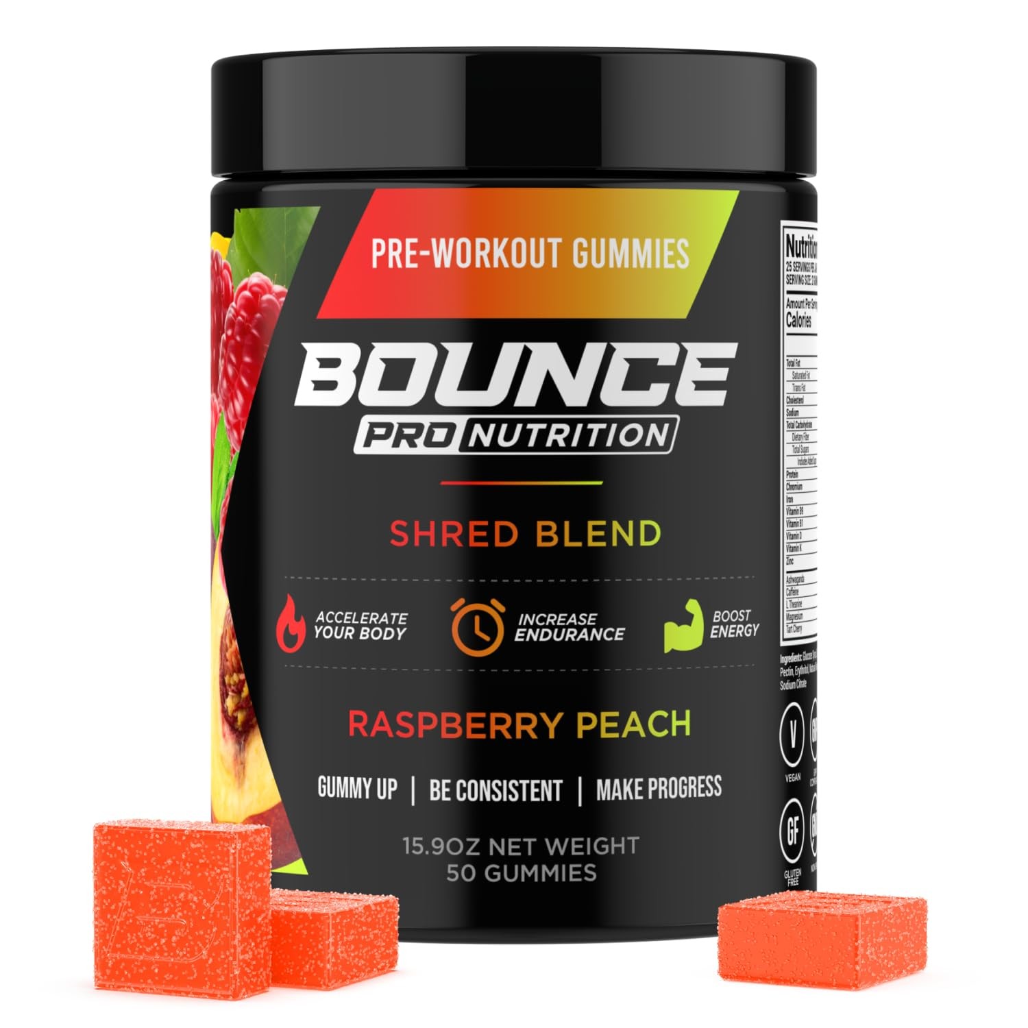 Bounce Pro Shred Blend Pre Workout 50 Vegan Caffeine For Energy 50 Count Pack