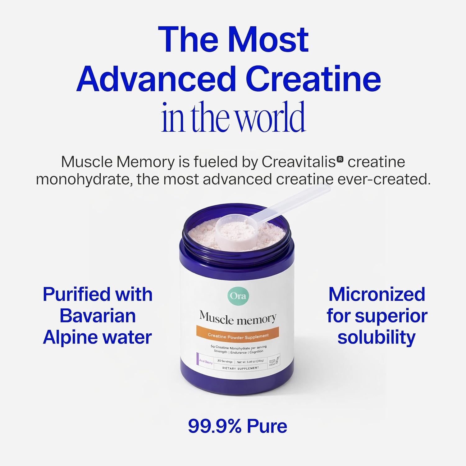 Ora Organic Creatine Monohydrate Powder, for Energy & Recovery, 30 Servings
