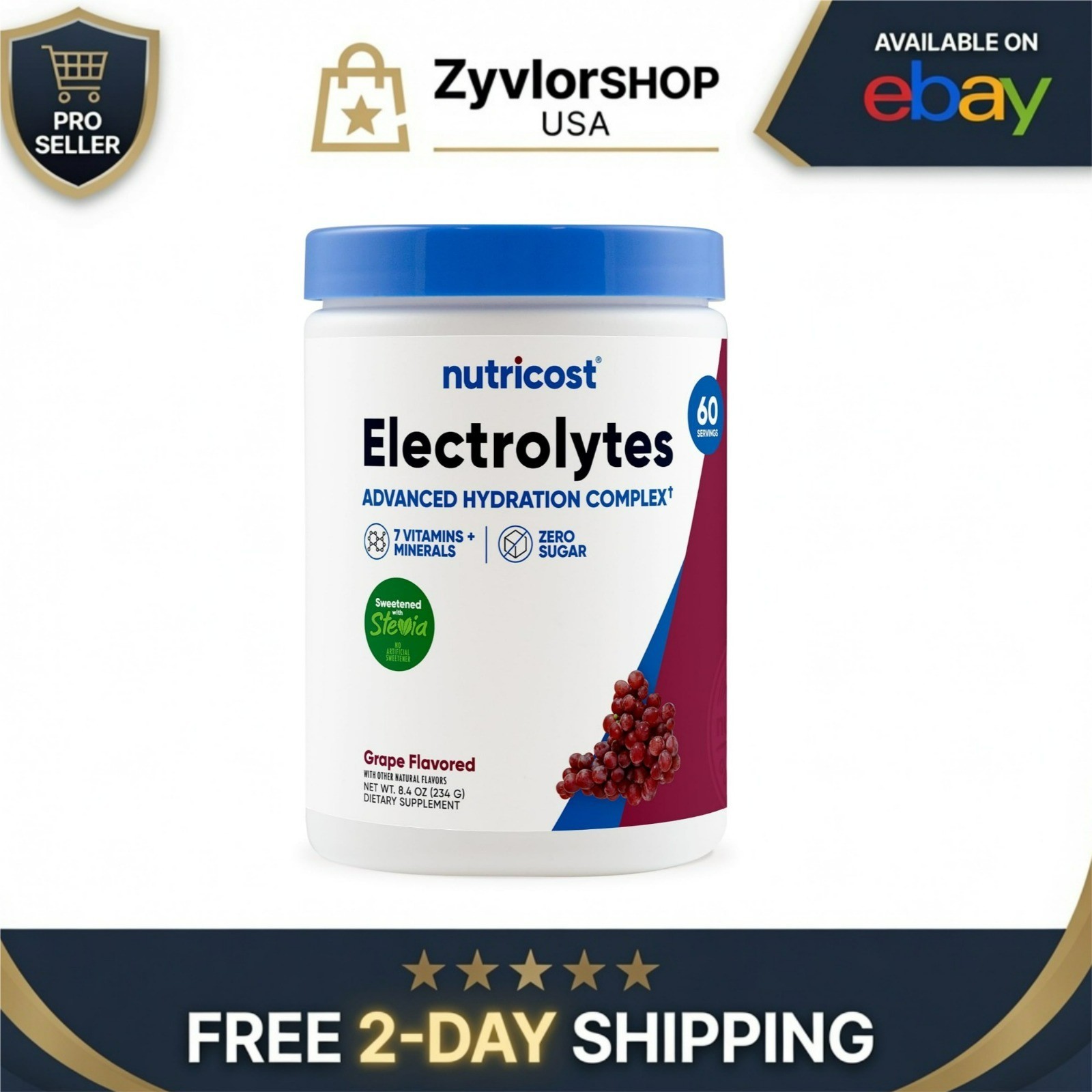 Nutricost Electrolyte Complex Powder Grape 60 Servings Hydration Supplement