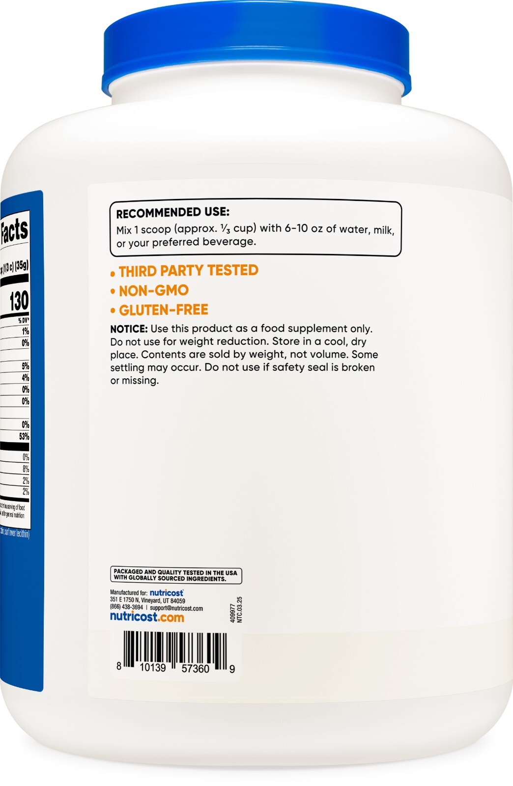 Nutricost Whey Protein Isolate (Unflavored) 5LBS – Protein Powder