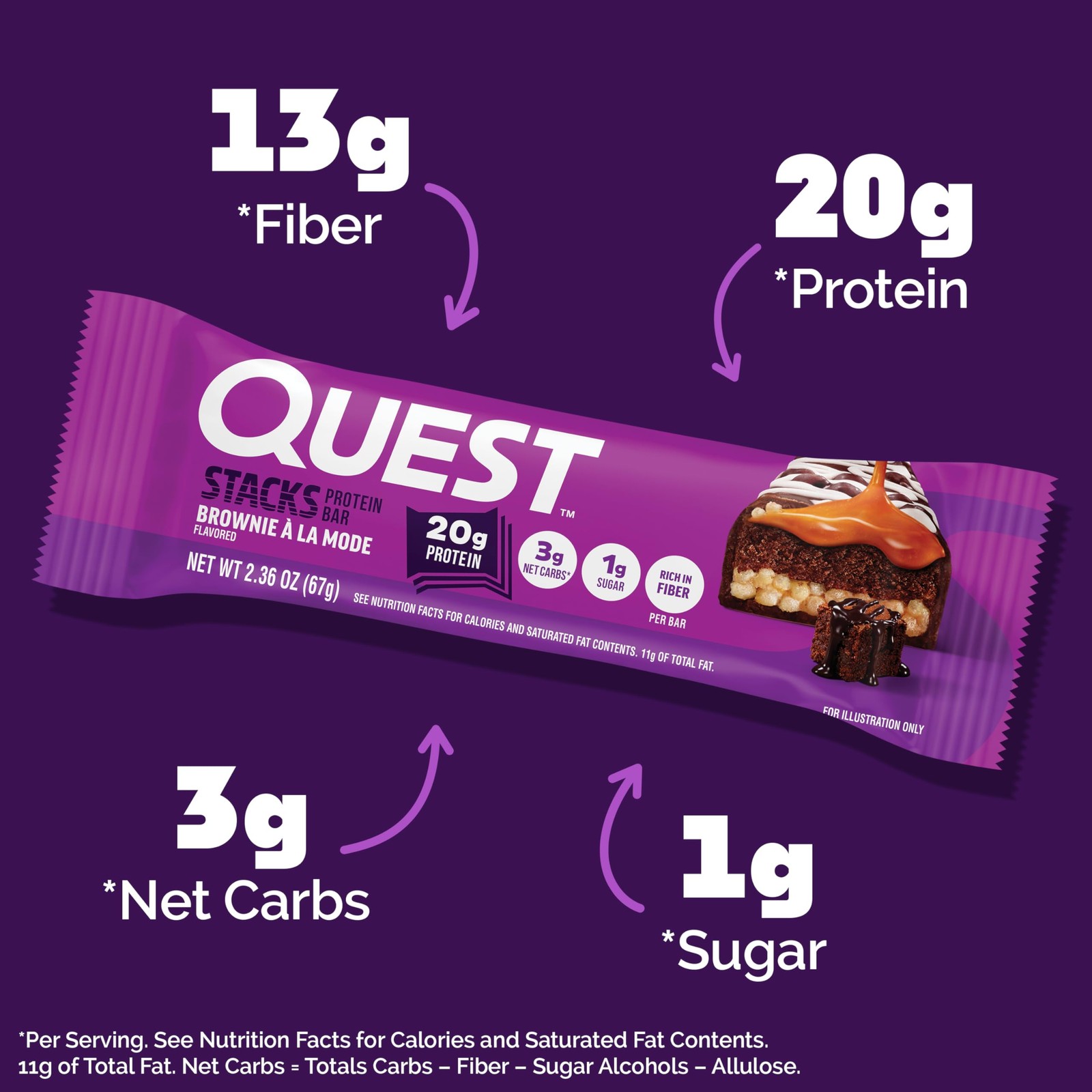 Quest Nutrition Stacks Protein Bars, Brownie a la Mode 12 Count (Pack of 1)