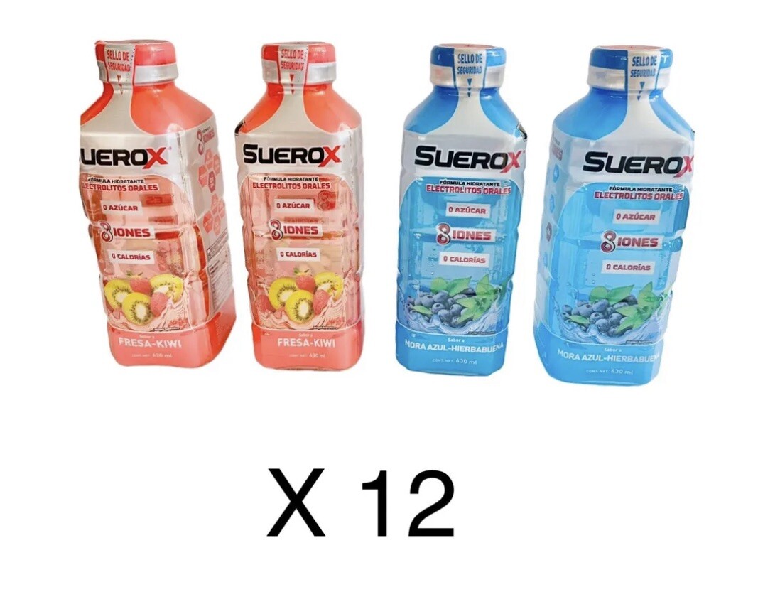 SueroX Zero Sugar Electrolyte Drink for Hydration and Recovery 21 Oz 12 Bottles