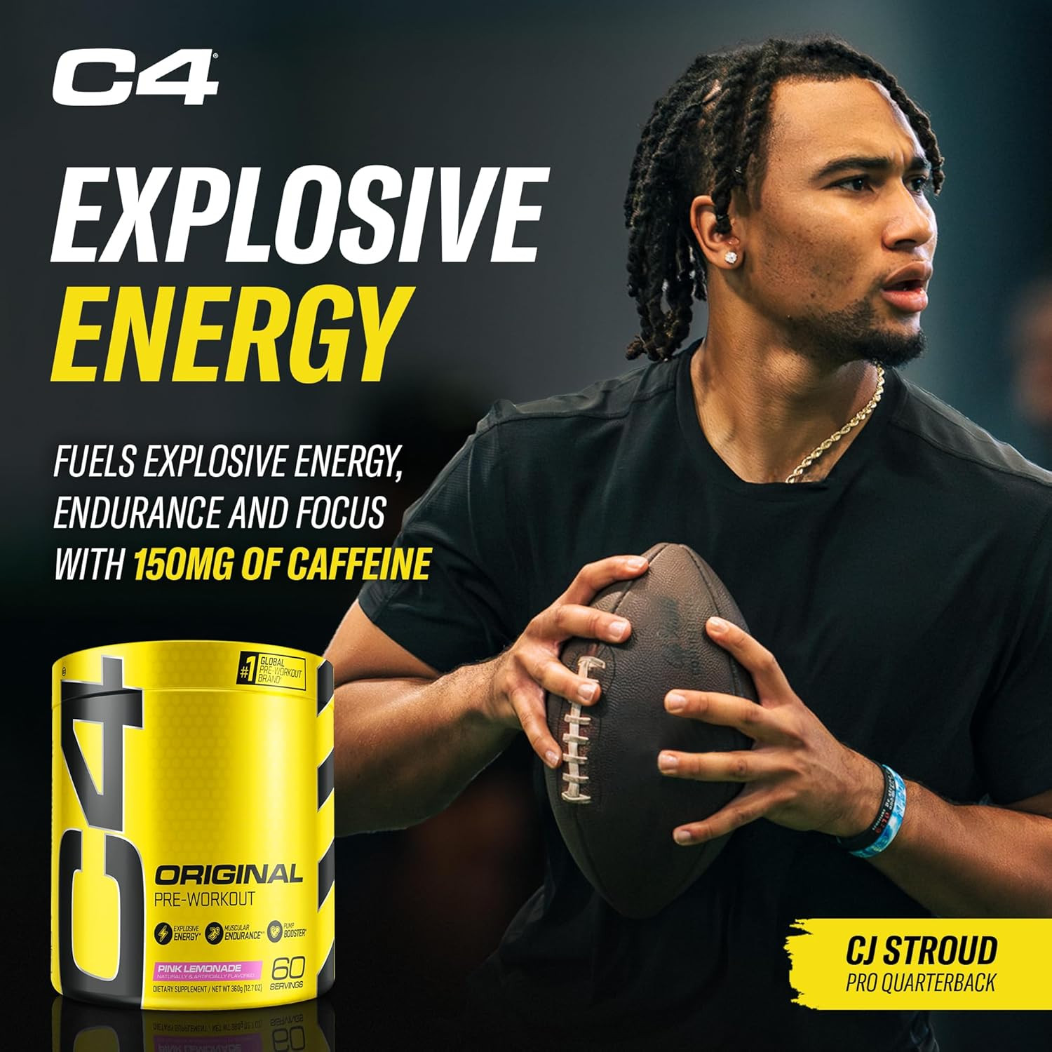 Cellucor C4 Original Pre Workout Pink Lemonade 60 Servings 150mg Caffeine