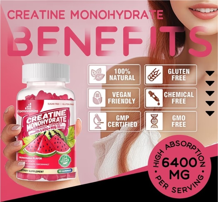Creatine Monohydrate 6400+MG Watermelon Flavor 90 Ct Gummy