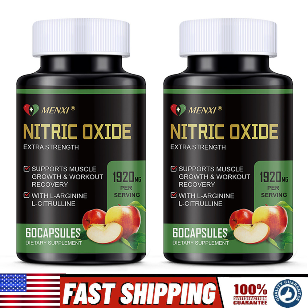 Nitric Oxide Booster L-Arginine, L-Citrulline 1920mg 2 X 60 Caps HIGHEST POTENCY