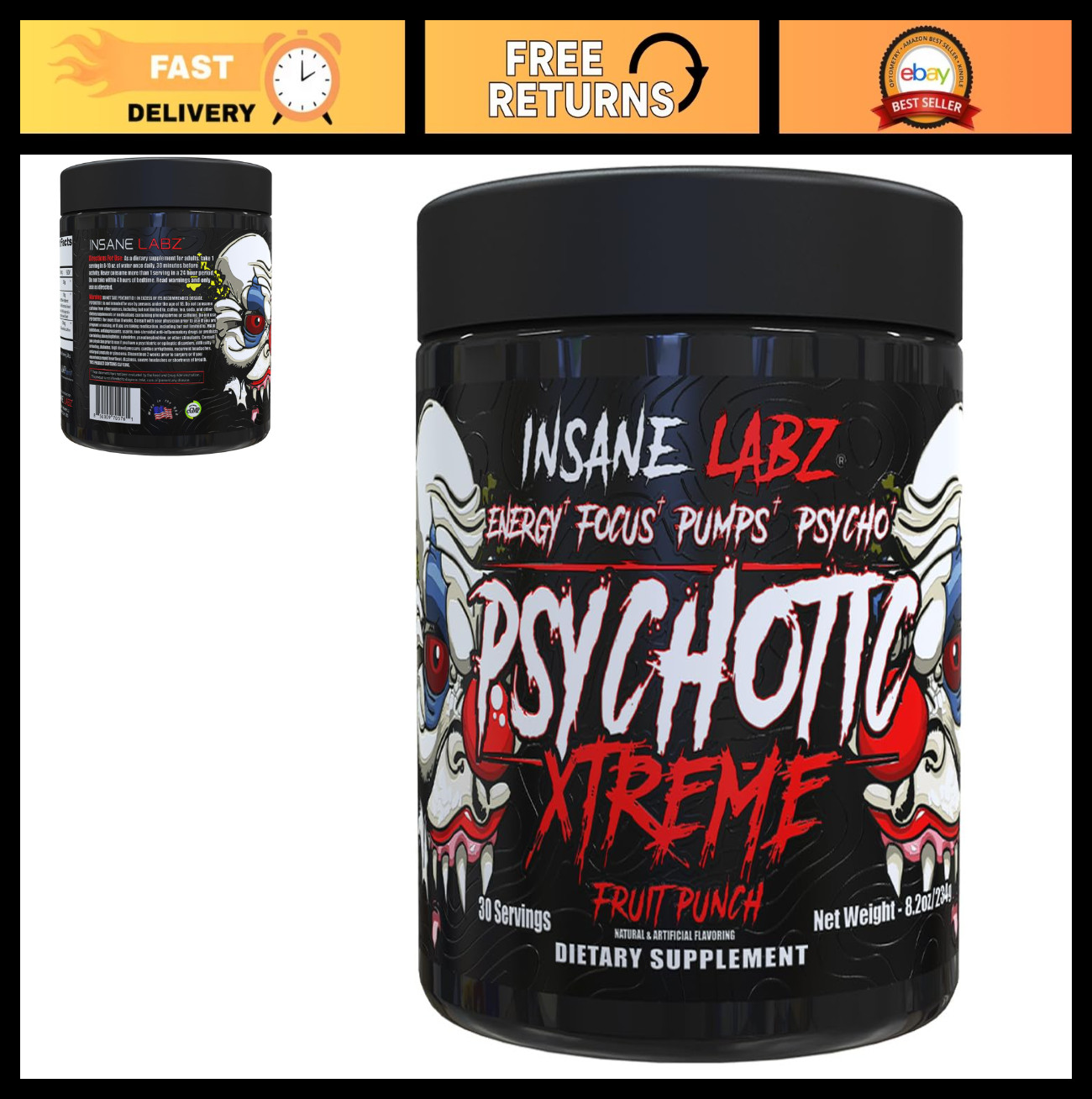 High-Stimulant Pre Workout Powder – Extreme Energy, Focus & Endurance, 30 Servin