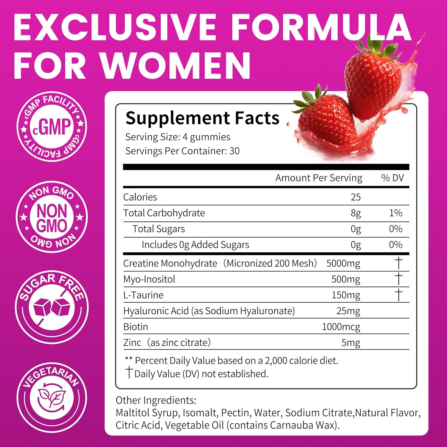 Creatine Gummies for Women – 5000Mg Creatine Monohydrate for Lean Muscle Support