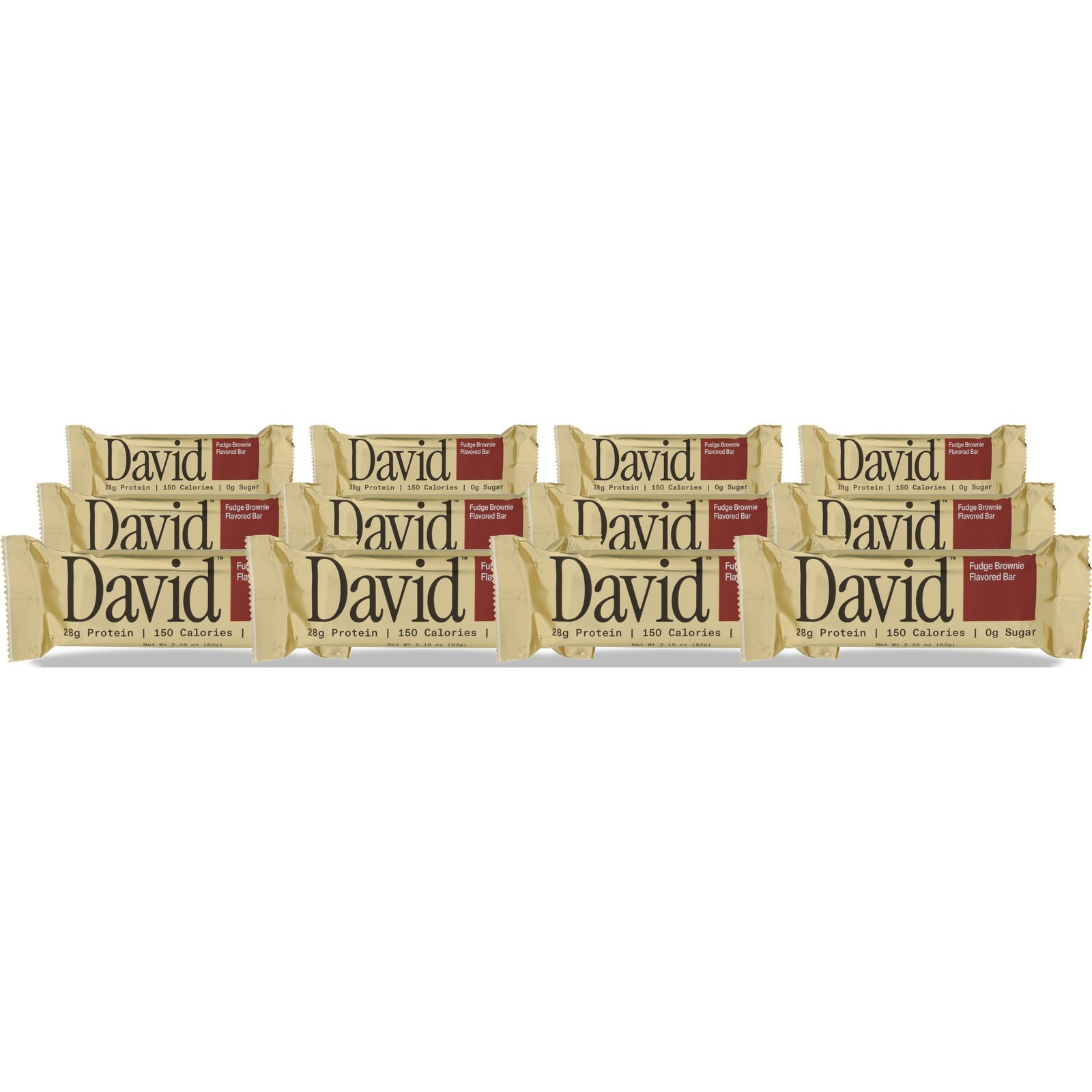 Fudge Brownie Protein Bar David 28G 150 Calories 0G 12 Pack