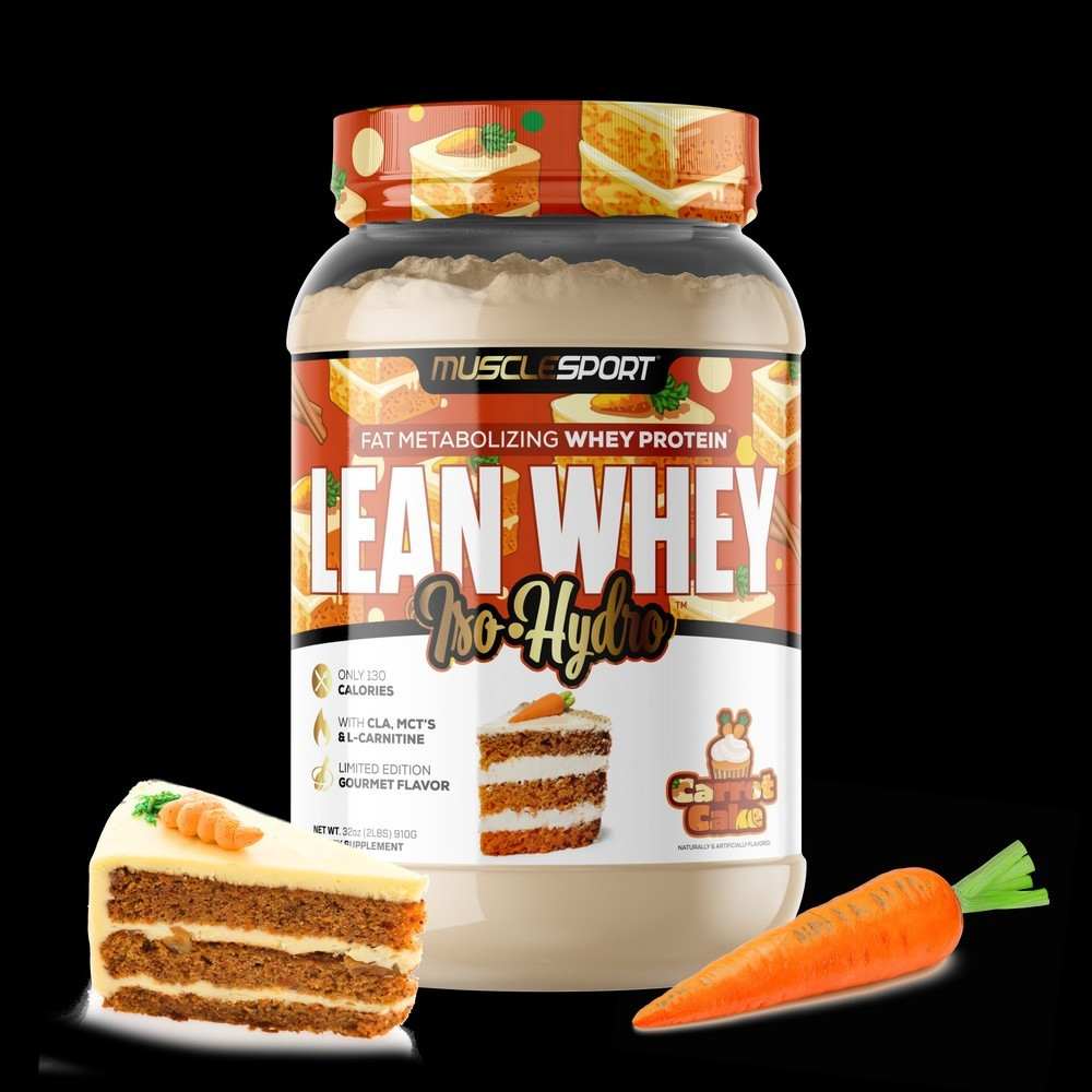 MuscleSport Lean Whey Iso-Hydro Protein Powder Carrot Cake Gluten-Free 2 lbs